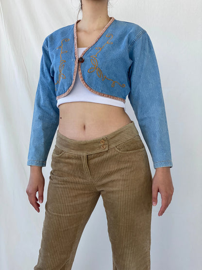 Vintage 90s Switch U.S.A Cropped Denim Jacket - S - Balagan Vintage Denim Jacket Ayah, Coats&Jackets, denim, denim jacket, denim top, Women's Denim Jackets