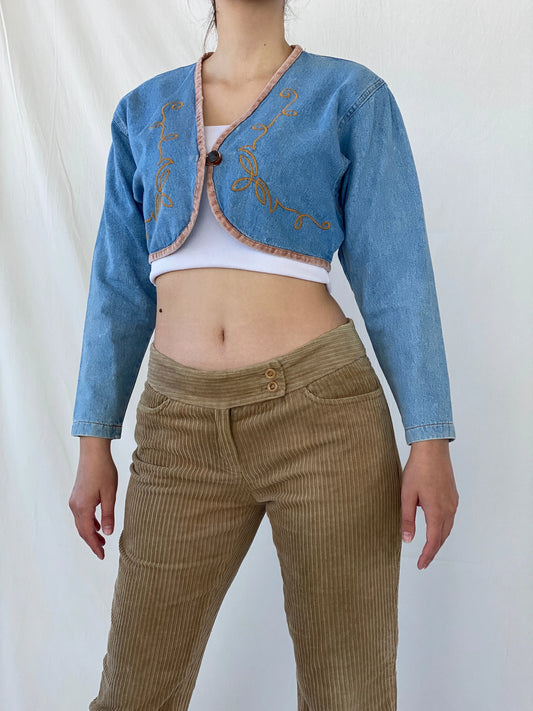 Vintage 90s Switch U.S.A Cropped Denim Jacket - S - Balagan Vintage Denim Jacket Ayah, Coats&Jackets, denim, denim jacket, denim top, Women's Denim Jackets