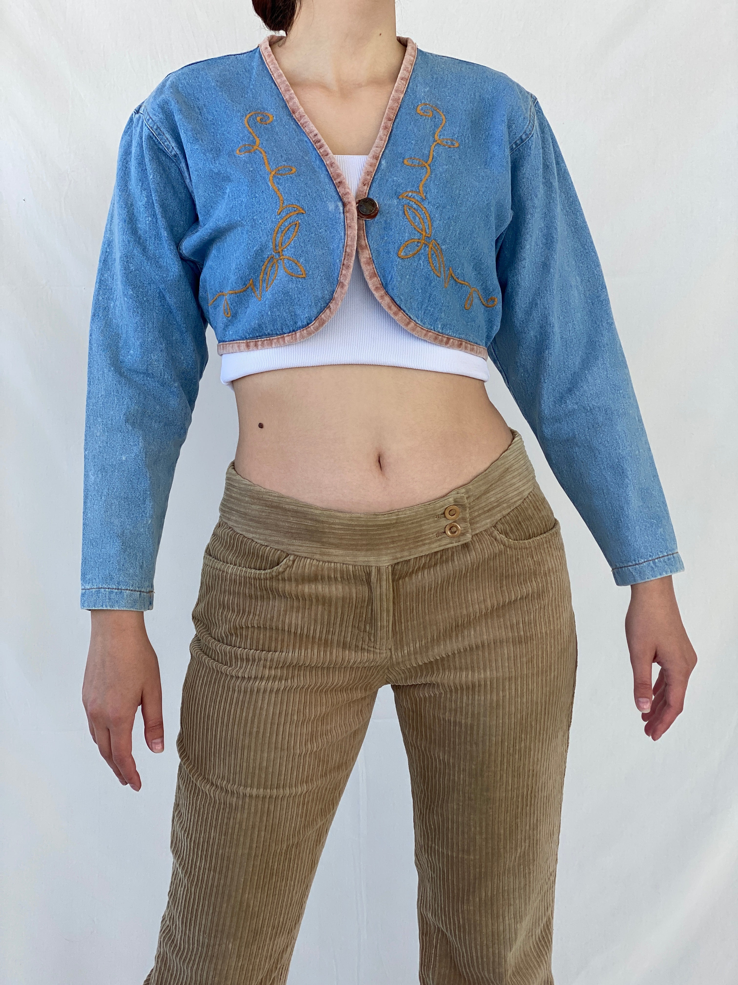 Vintage 90s Switch U.S.A Cropped Denim Jacket - S - Balagan Vintage Denim Jacket Ayah, denim, denim jacket, denim top