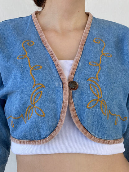 Vintage 90s Switch U.S.A Cropped Denim Jacket - S - Balagan Vintage Denim Jacket Ayah, Coats&Jackets, denim, denim jacket, denim top, Women's Denim Jackets