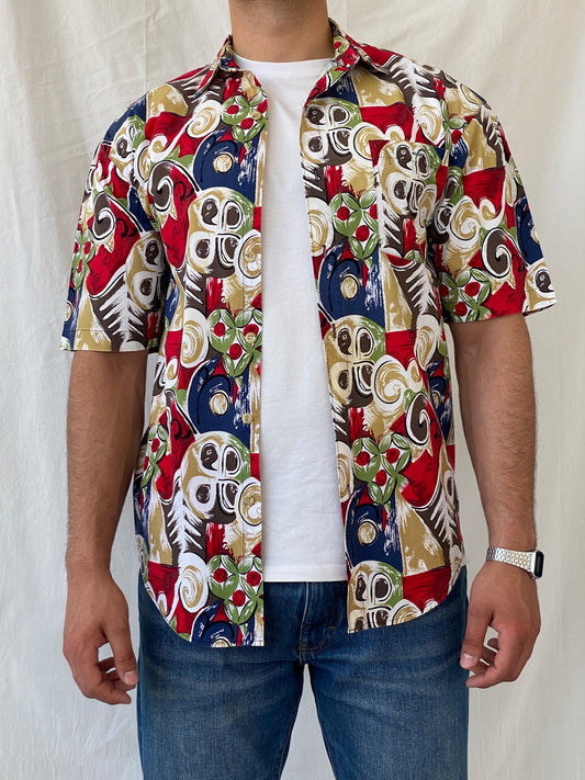 Vintage 90s The Design Crew Men’s Short Sleeve Abstract Multi-color Cotton Shirt - M - Balagan Vintage Half Sleeve Shirt 90s, half sleeve shirt, Hawaiian shirt, mens shirt, printed shirt, Ramez, silk