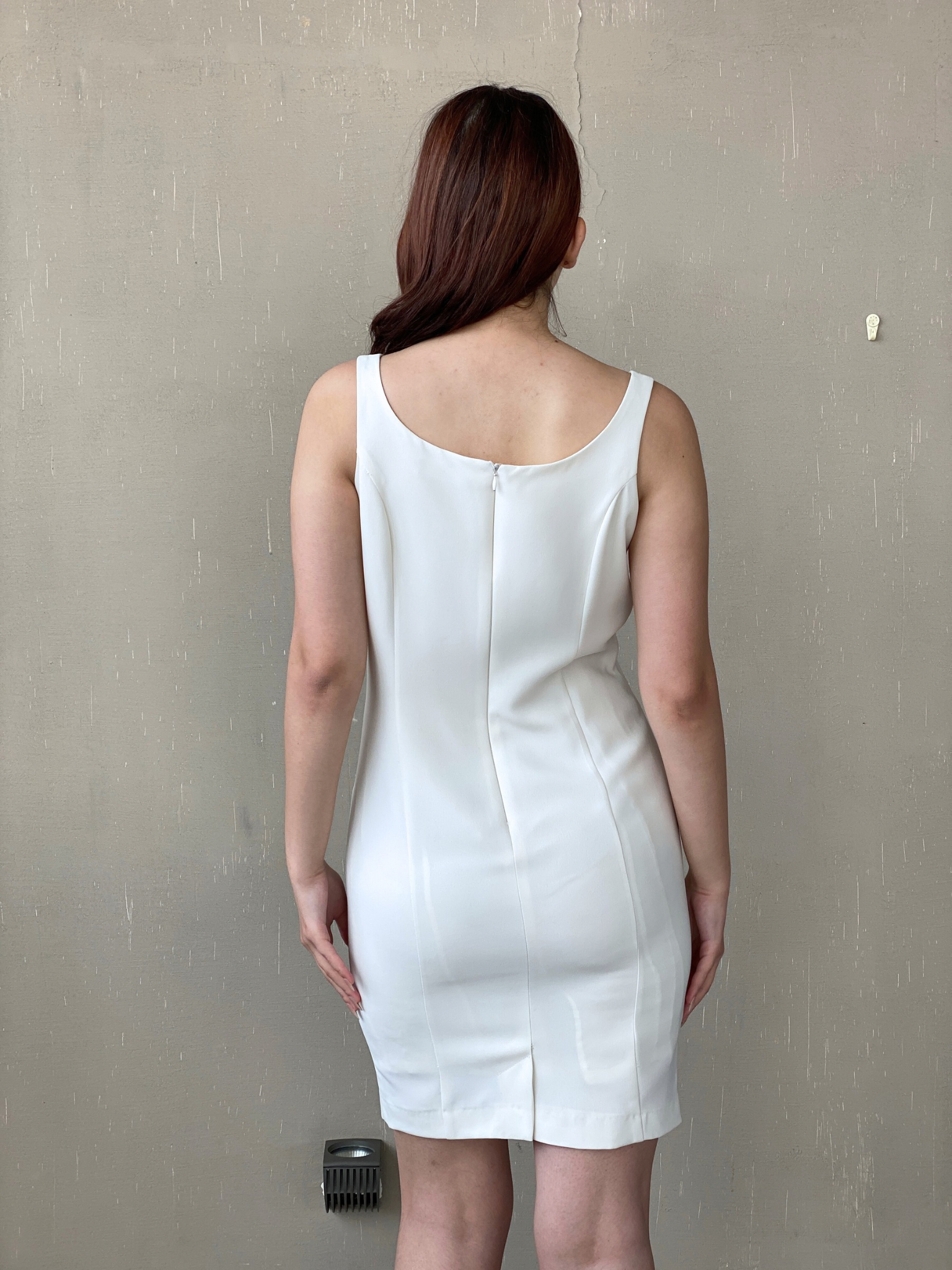 Vintage 90s Wallis White Sleeveless Fitted Midi Dress with Beading - M - Balagan Vintage Midi Dress 90s, 90s dress, Ayah, consignment, dress, Janan, NEW IN, Wedding Guest