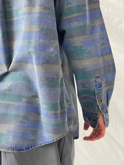 Vintage 90s Woolrich Men’s Long Sleeve Blue Cotton Button Down Shirt - L - Balagan Vintage Full Sleeve Shirt cotton shirt, cowboy, full sleeve shirt, Hamza, printed shirt, shirt