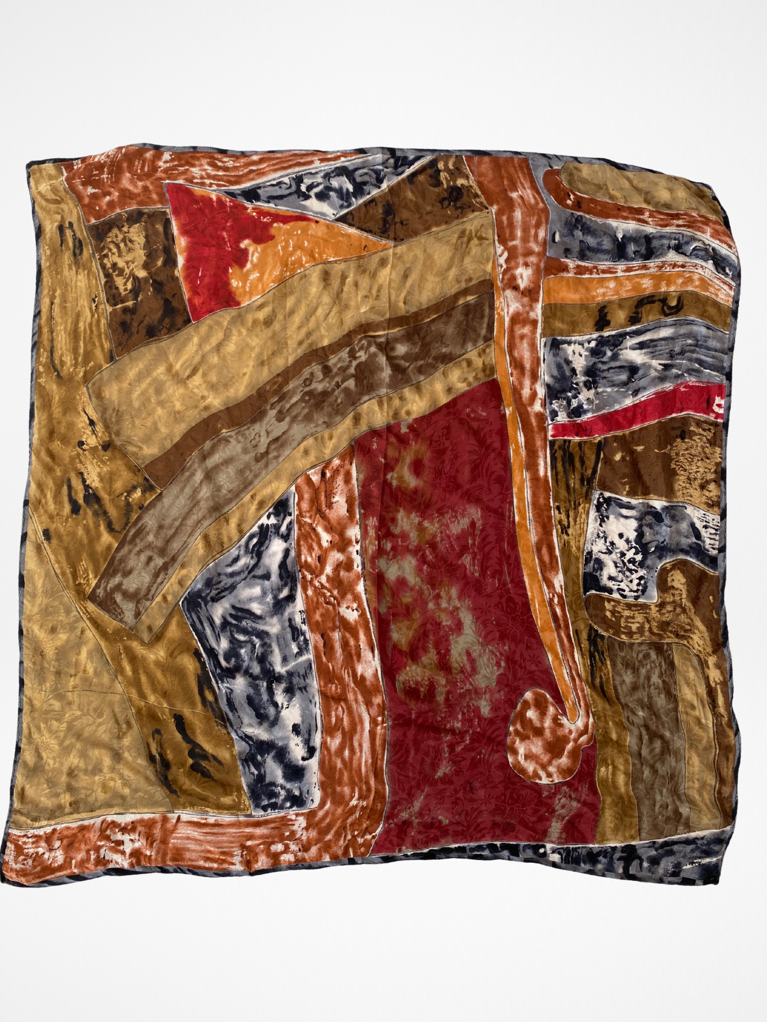 Vintage Abstract Painting Silk Floral Textured Square Scarf - Balagan Vintage Scarf 00s, multicolored, scarf, summer