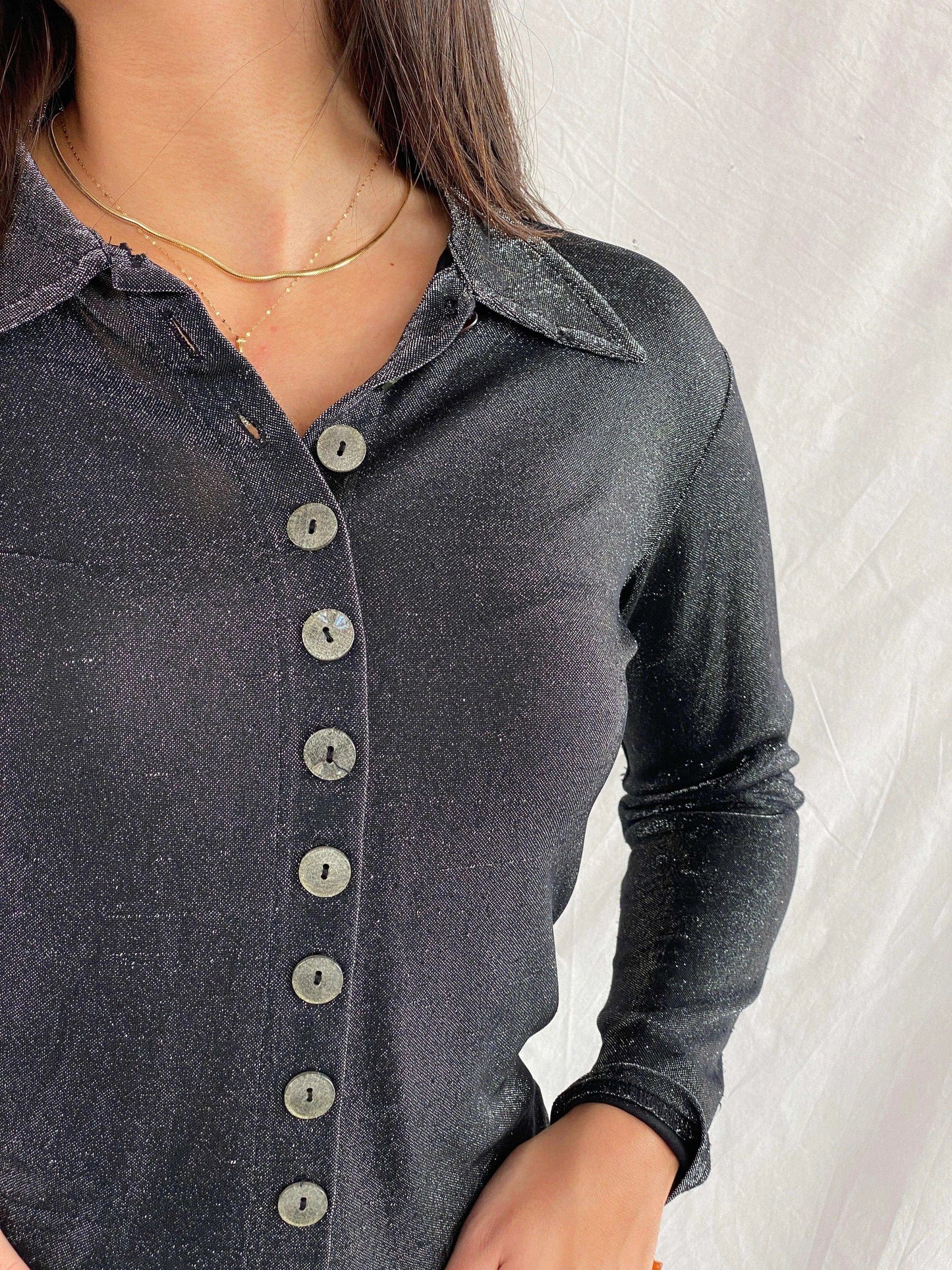 Vintage Adil Isik Sheer Shimmery Shirt - Balagan Vintage Full Sleeve Shirt 00s, 90s, Deals, full sleeve shirt, Rama