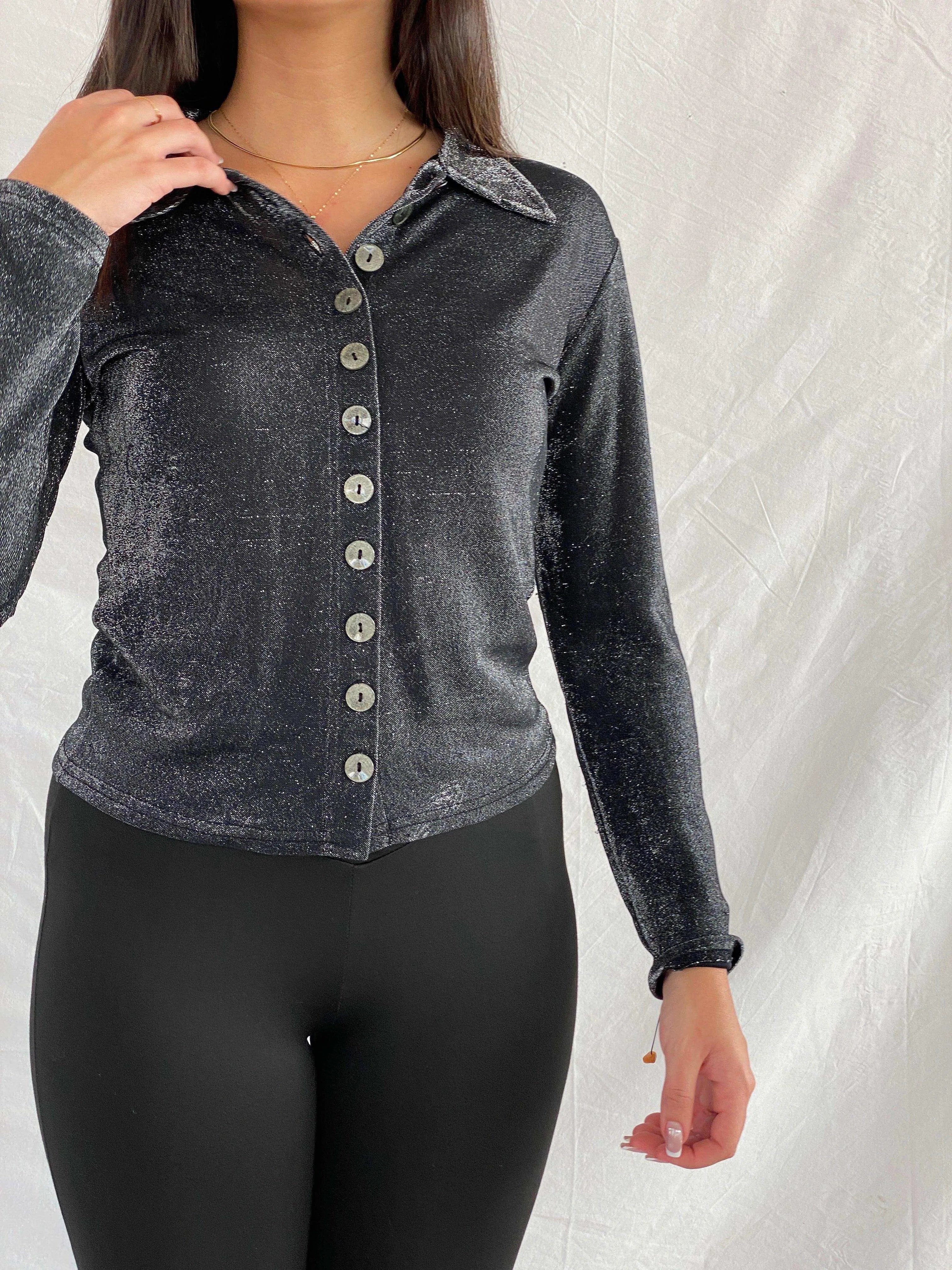 Vintage Adil Isik Sheer Shimmery Shirt - Balagan Vintage Full Sleeve Shirt 00s, 90s, full sleeve shirt, Rama