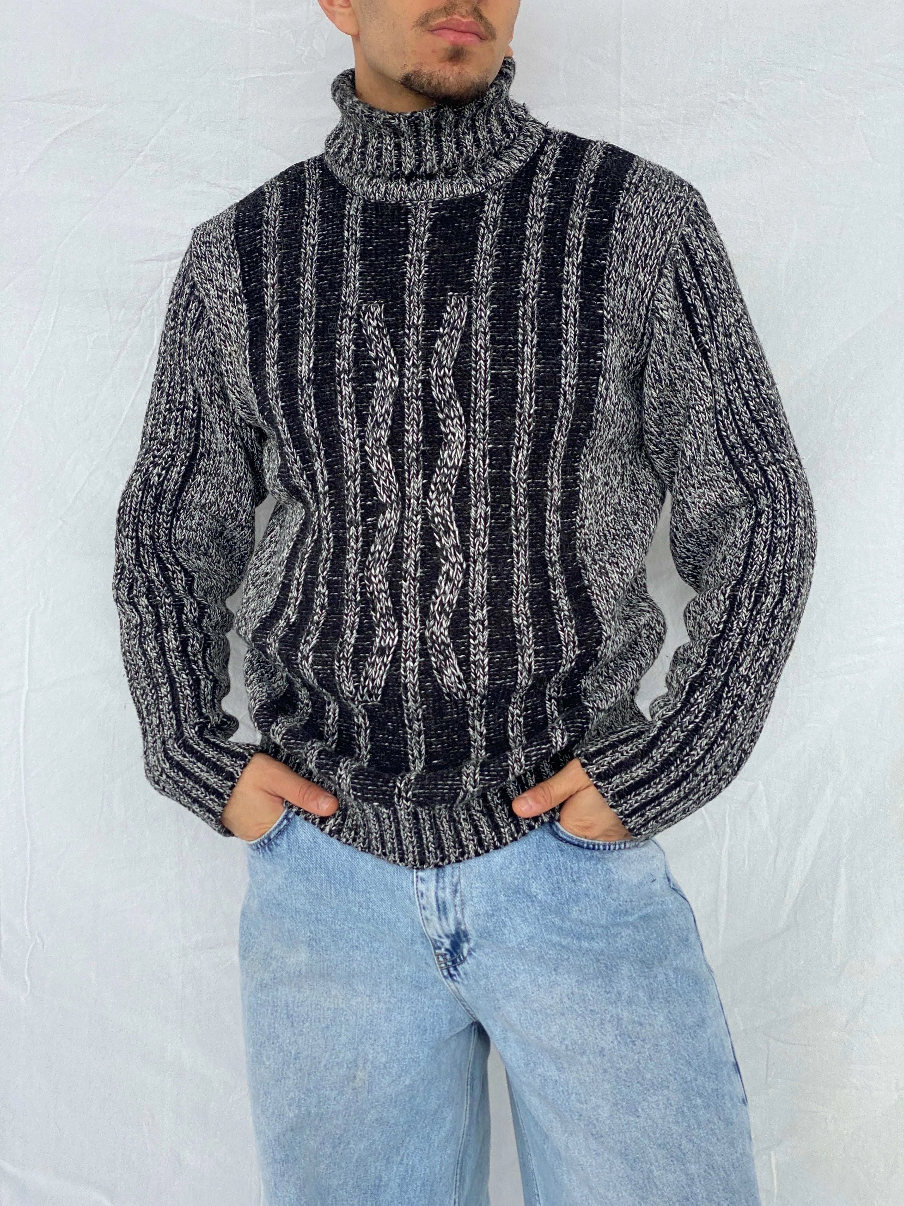 Vintage Almone Fore High Neck Gray Sweater - M - Balagan Vintage Sweater 80s, 90s, Abdullah, knitted sweater, winter