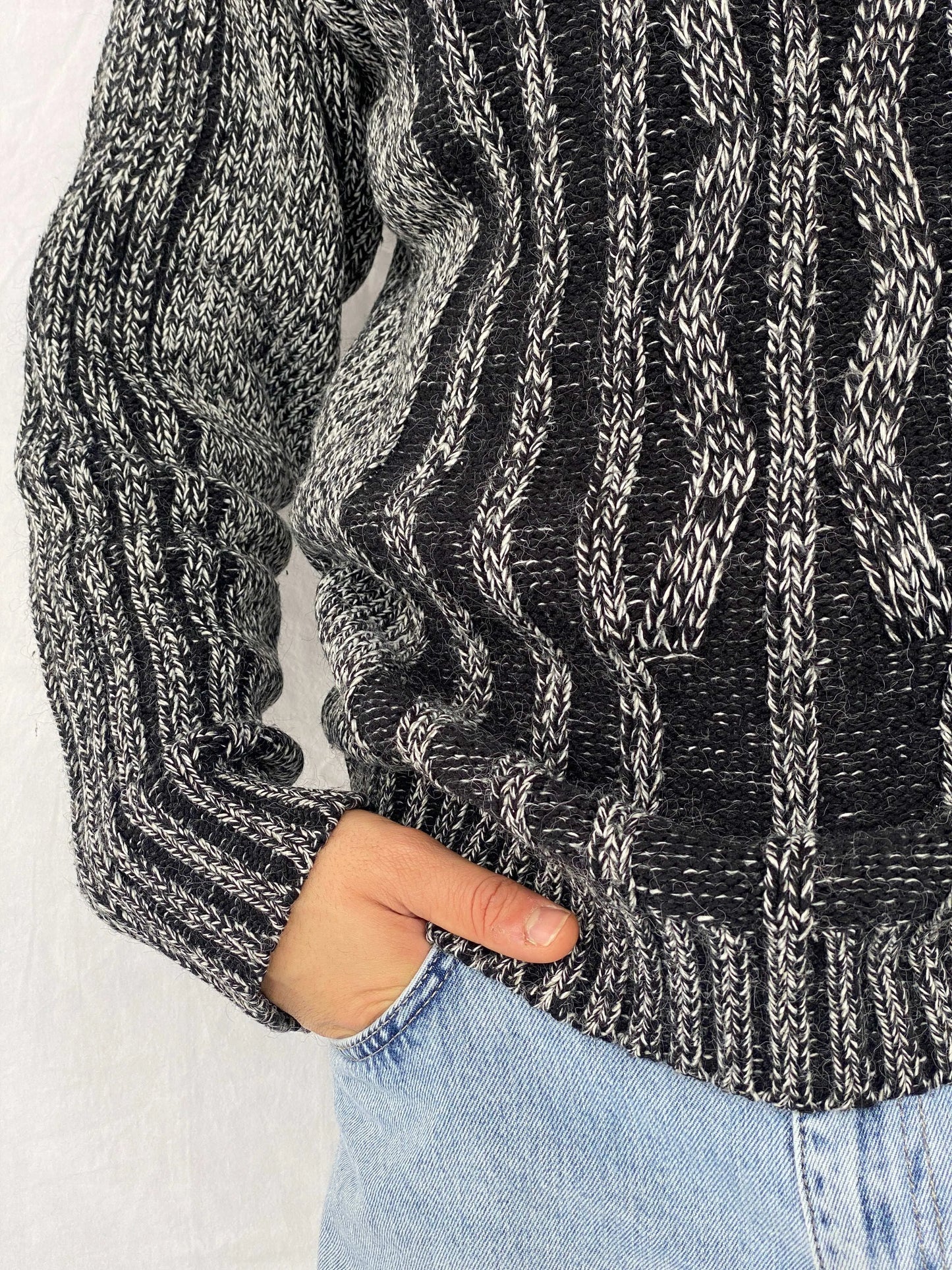Vintage Almone Fore High Neck Gray Sweater - M - Balagan Vintage Sweater 80s, 90s, Abdullah, knitted sweater, winter