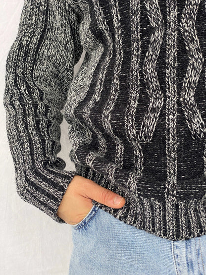 Vintage Almone Fore High Neck Gray Sweater - M - Balagan Vintage Sweater 80s, 90s, Abdullah, knitted sweater, winter