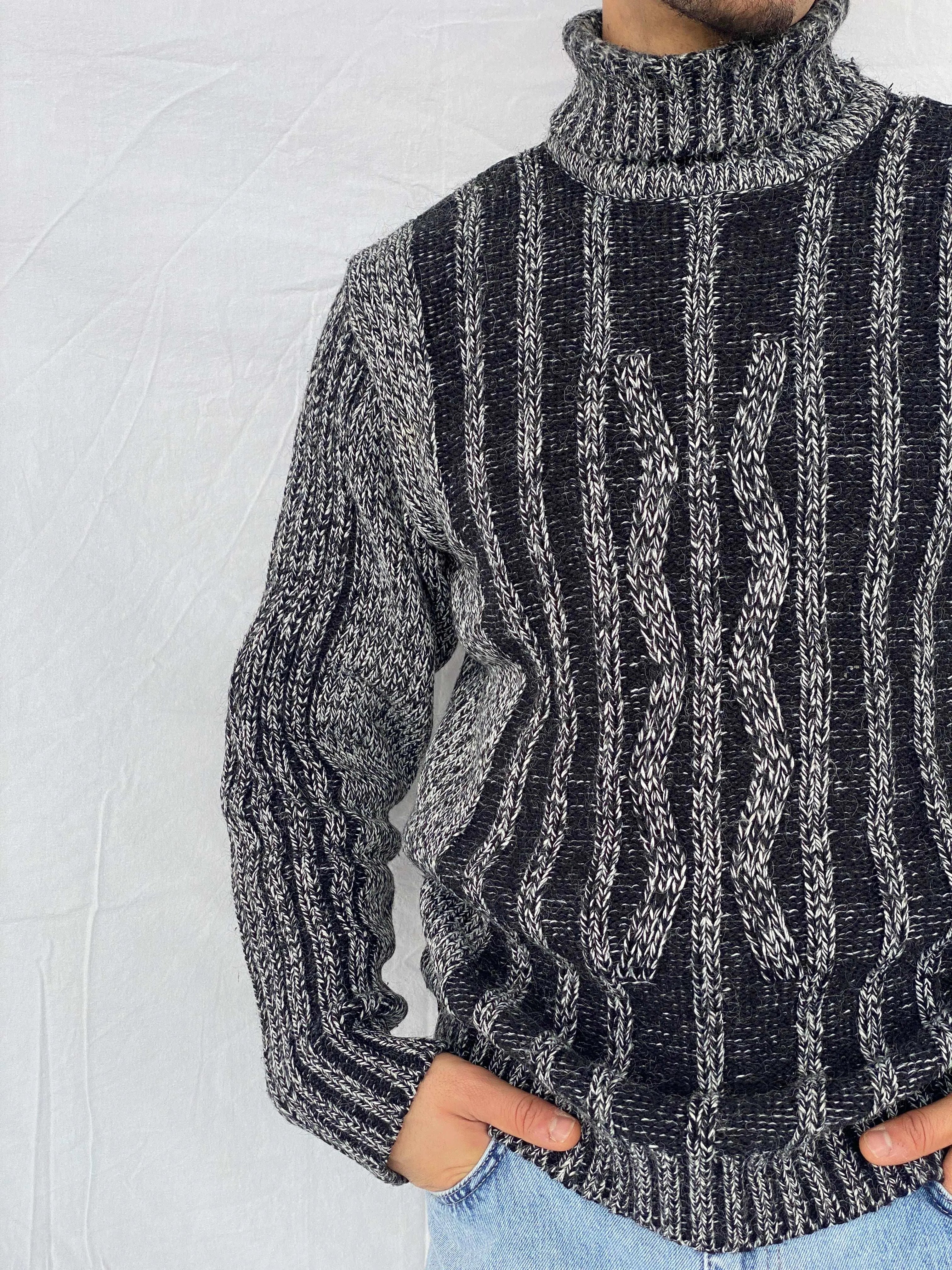 Vintage Almone Fore High Neck Gray Sweater - M - Balagan Vintage Sweater 80s, 90s, Abdullah, knitted sweater, winter