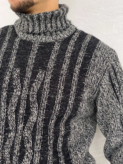 Vintage Almone Fore High Neck Gray Sweater - M - Balagan Vintage Sweater 80s, 90s, Abdullah, knitted sweater, winter