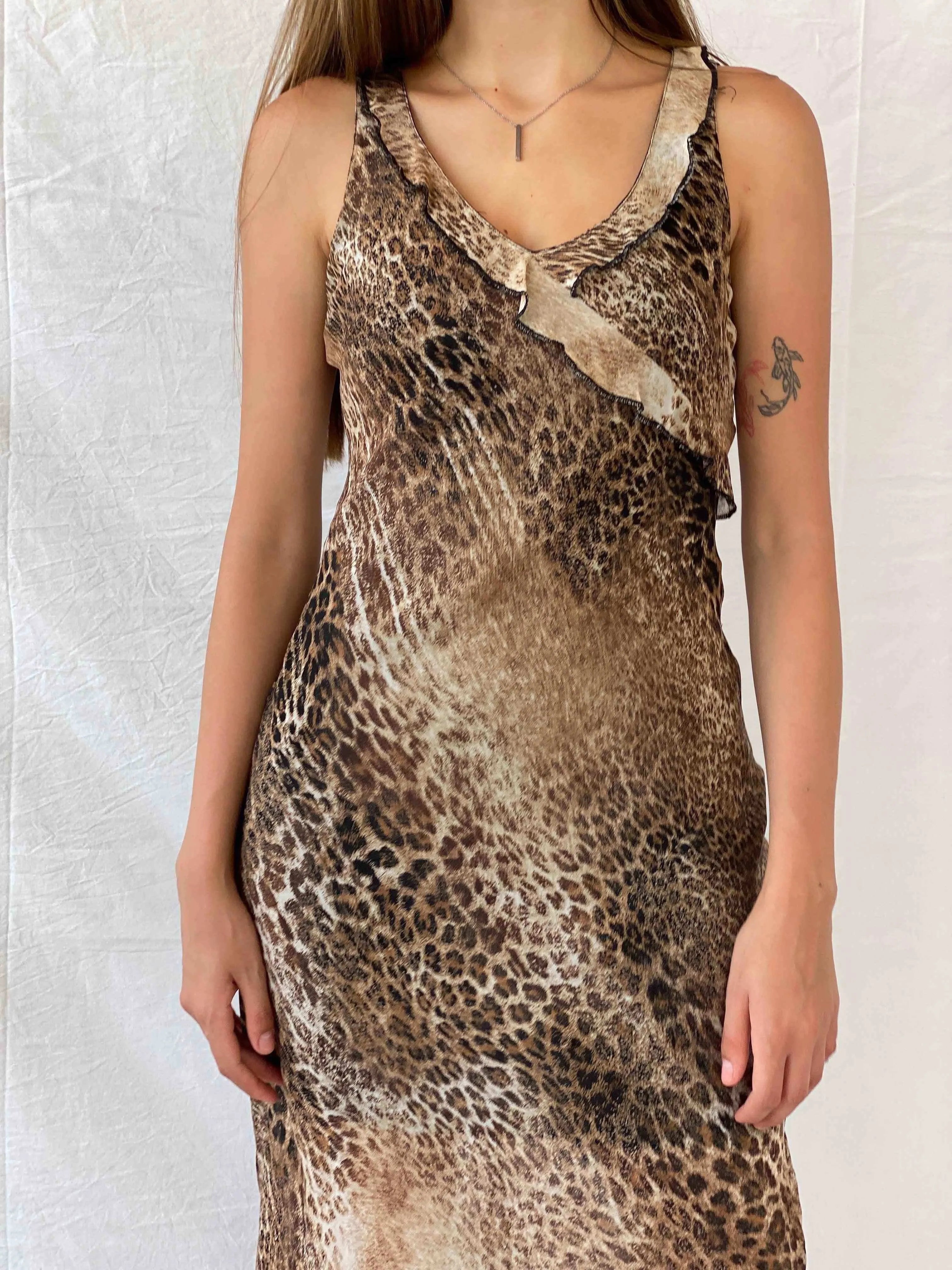 Vintage Anna Rossi Leopard Print Sleeveless Midi Dress - M - Balagan Vintage Midi Dress 00s, 90s, Deals, dress, midi dress, Mira