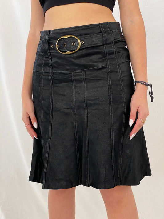Vintage Arma Genuine Leather Midi Skirt - Balagan Vintage Midi Skirt 90s, genuine leather, Juana, midi skirt