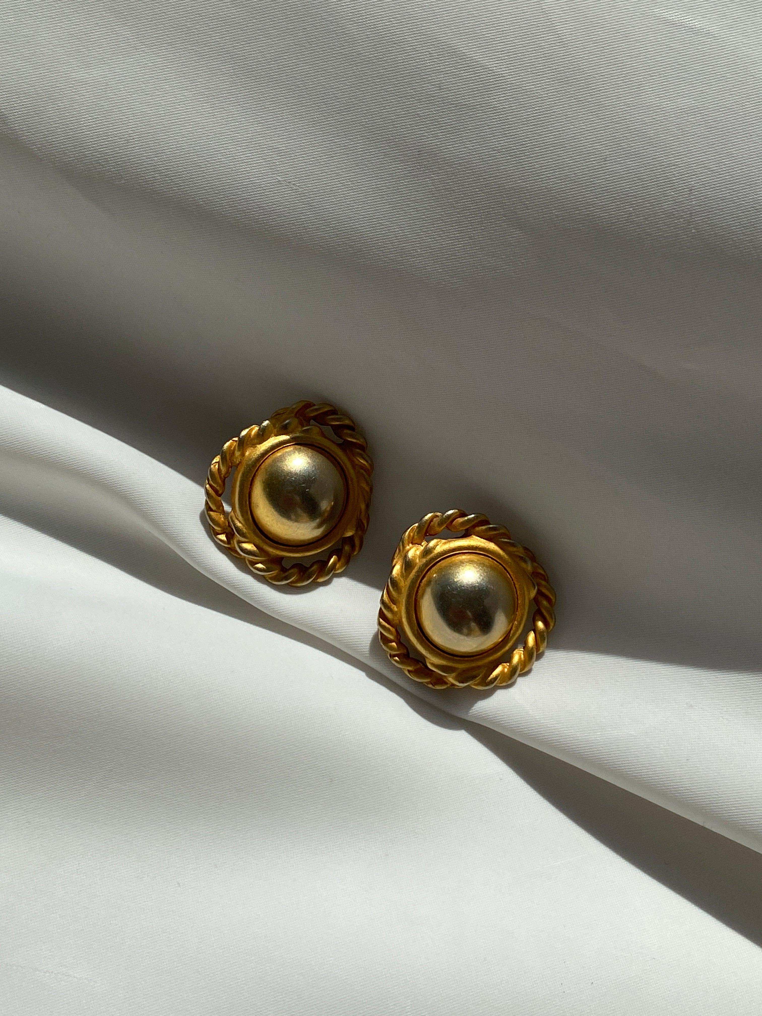 Vintage Art Deco Gold Stud Earrings - Balagan Vintage Earrings 90s, Earrings