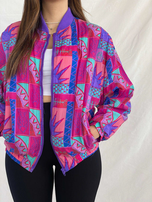 Vintage AVIAT SPORTIF Crazy Print Windbreaker Jacket - M - Balagan Vintage Windbreaker Jacket 80s, 90s, Juana, vintage windbreaker, windbreaker jacket