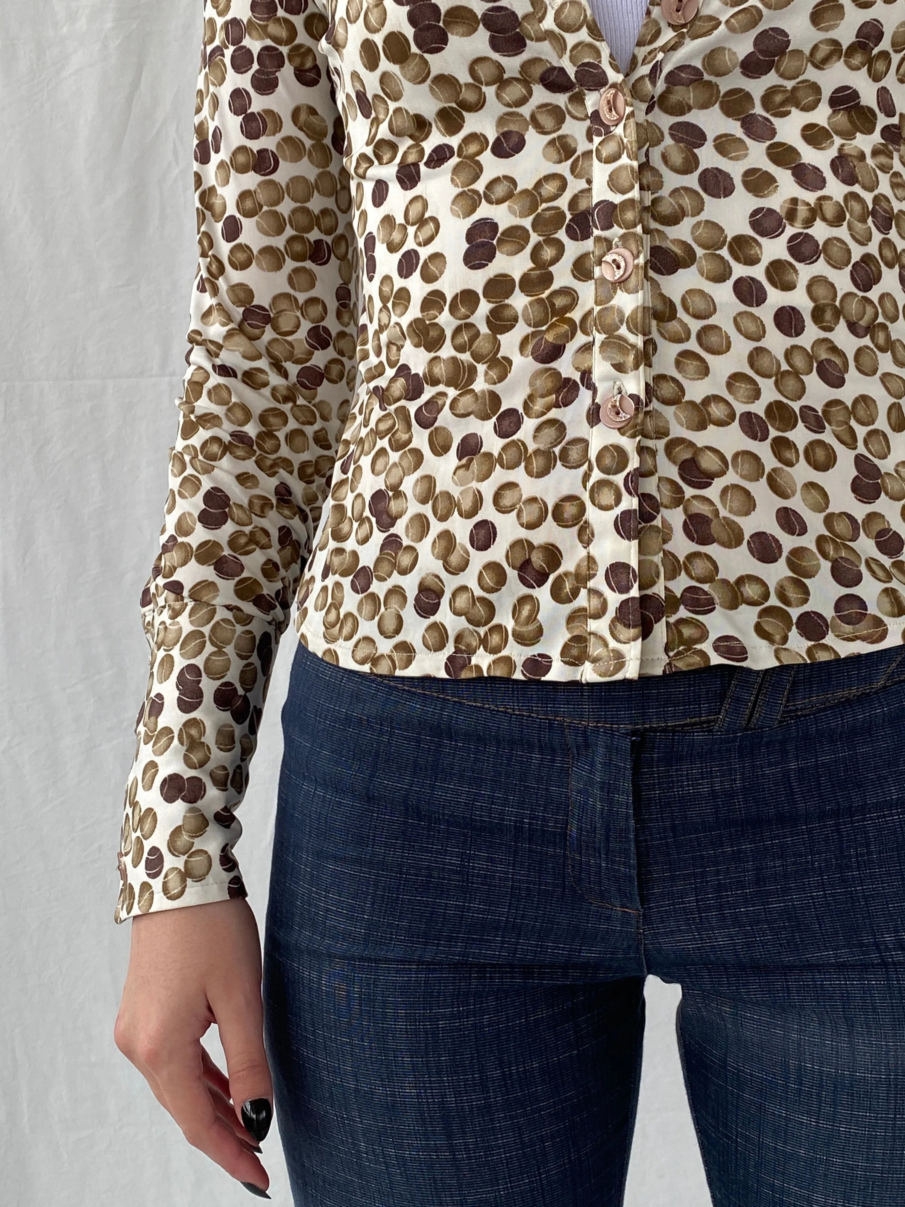 Vintage B&Z Fashion Tennis Ball Graphic Buttoned Women’s Long Sleeve Shirt - S - Balagan Vintage Full sleeve Shirt 00s, Ayah, full sleeve shirt, shirt, women shirt