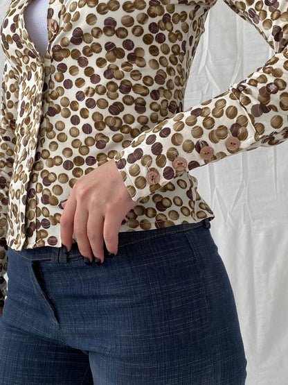 Vintage B&Z Fashion Tennis Ball Graphic Buttoned Women’s Long Sleeve Shirt - S - Balagan Vintage Full sleeve Shirt 00s, Ayah, full sleeve shirt, shirt, women shirt