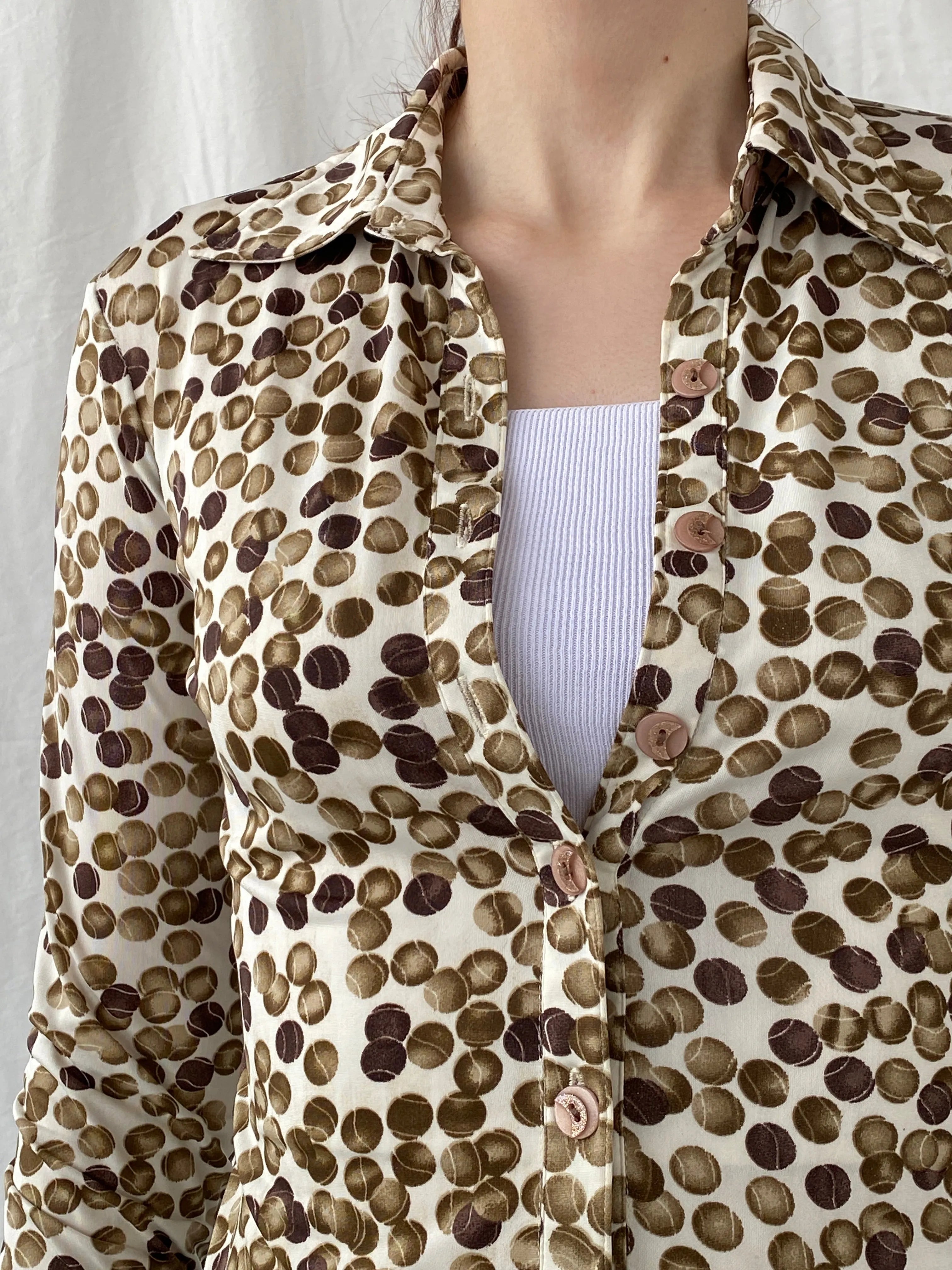 Vintage B&Z Fashion Tennis Ball Graphic Buttoned Women’s Long Sleeve Shirt - S - Balagan Vintage Full sleeve Shirt 00s, Ayah, full sleeve shirt, NEW IN, shirt, women shirt