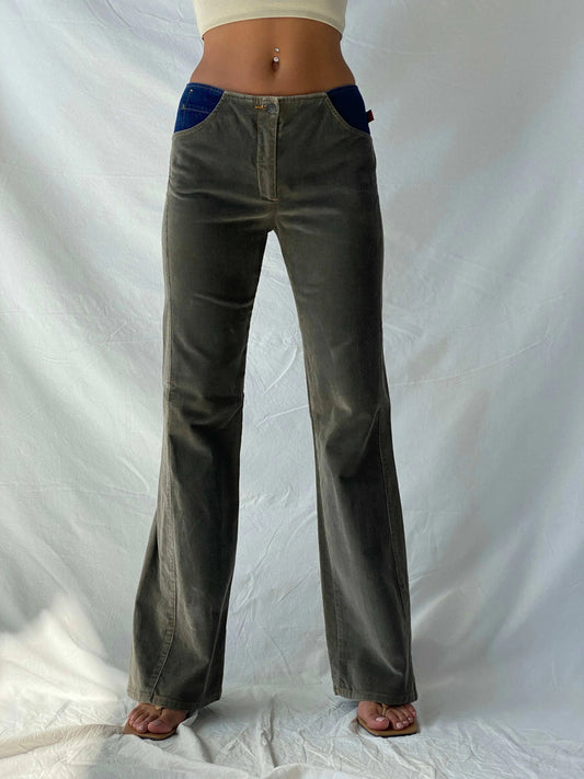 Vintage BCBG Maxazria Corduroy Denim Patch Flare Western Jeans - Balagan Vintage Jeans 00s, cowboy, denim, flare, flare jeans, jeans, Tojan