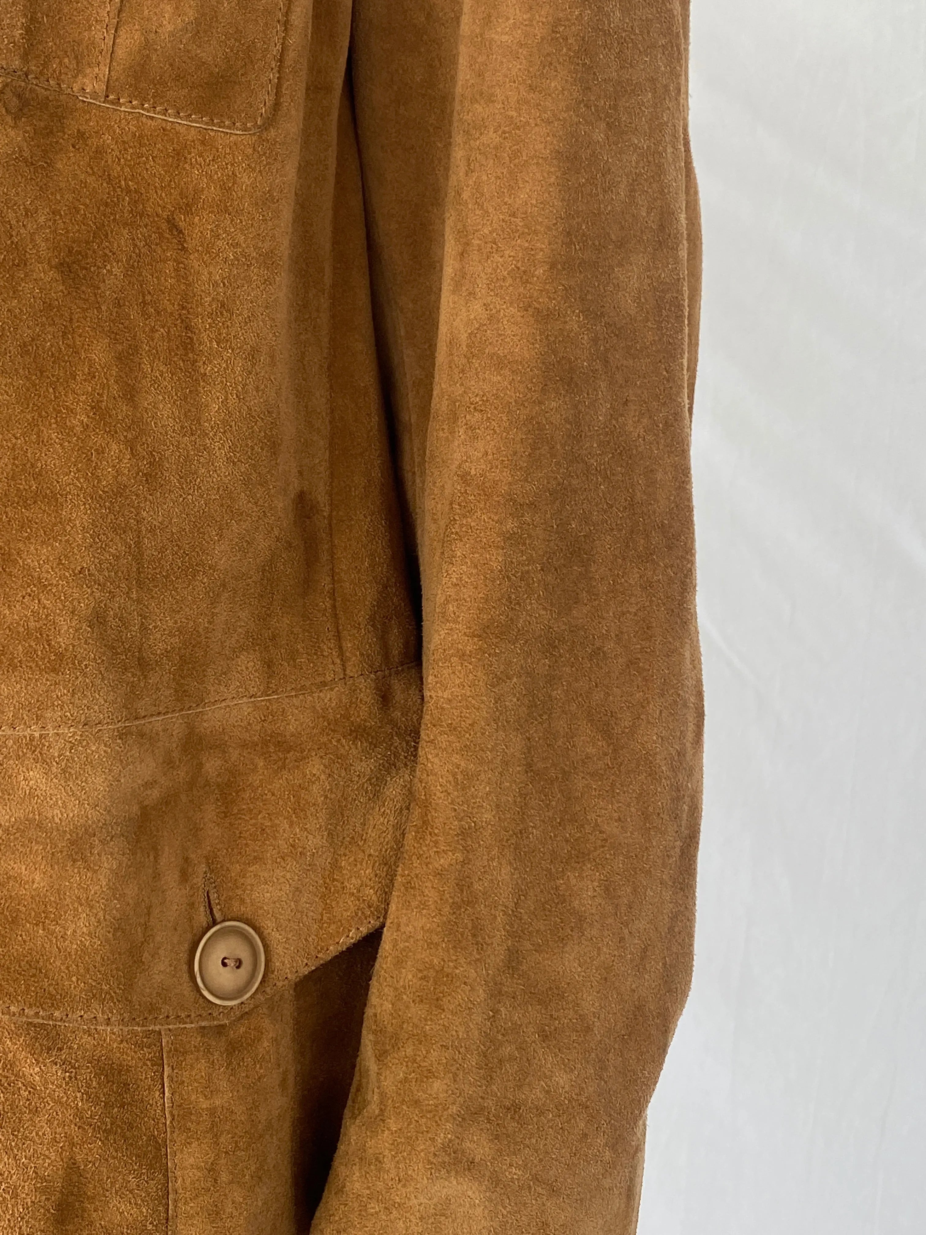 Vintage BELFE & BELFE Tan Genuine Suede Leather Buttoned Jacket - L - Balagan Vintage Coat 90s, brown leather, Christine, Coats&Jackets, genuine leather coat, leather coat, winter, Women's Leather Jackets