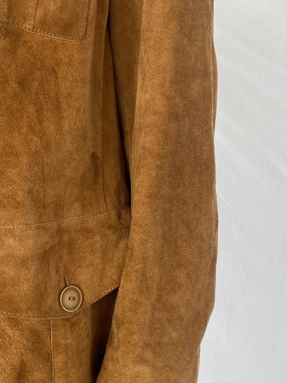 Vintage BELFE & BELFE Tan Genuine Suede Leather Buttoned Jacket - L - Balagan Vintage Coat 90s, brown leather, Christine, Coats&Jackets, genuine leather coat, leather coat, winter, Women's Leather Jackets