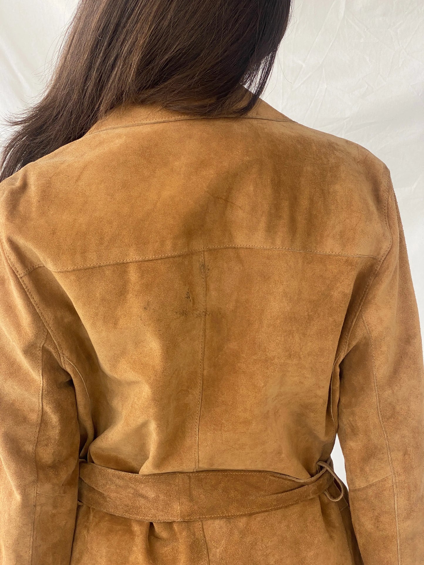 Vintage BELFE & BELFE Tan Genuine Suede Leather Buttoned Jacket - L - Balagan Vintage Coat 90s, brown leather, Christine, Coats&Jackets, genuine leather coat, leather coat, winter, Women's Leather Jackets