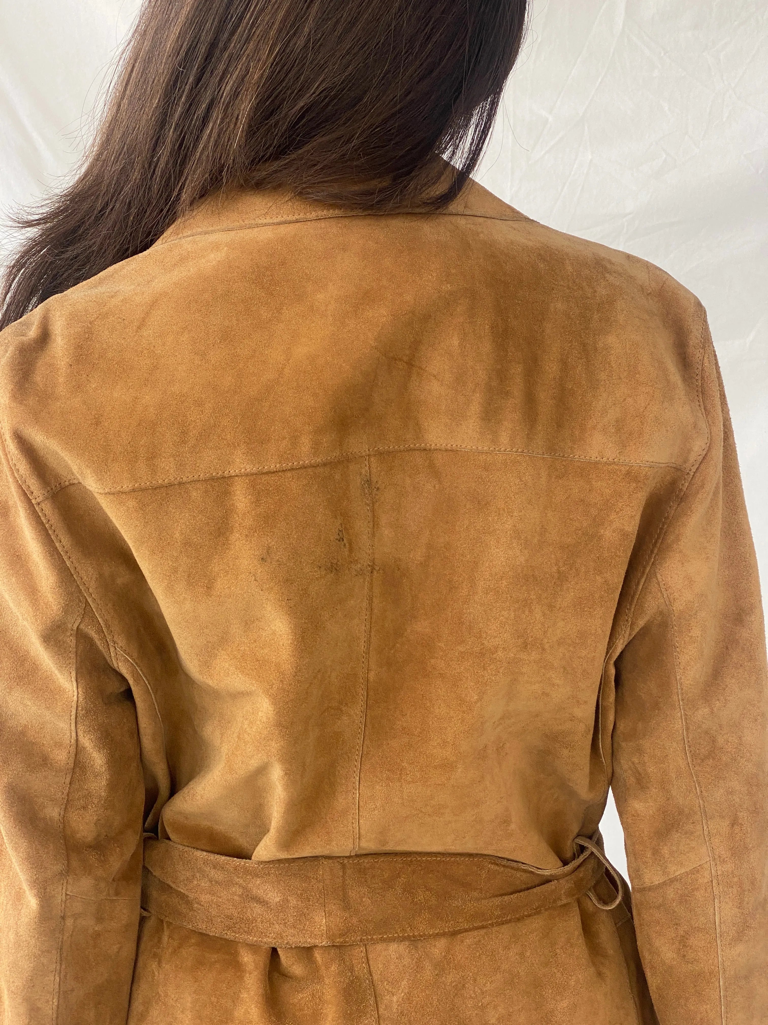 Vintage BELFE & BELFE Tan Genuine Suede Leather Buttoned Jacket - L - Balagan Vintage Coat 90s, brown leather, Christine, Coats&Jackets, genuine leather coat, leather coat, winter, Women's Leather Jackets
