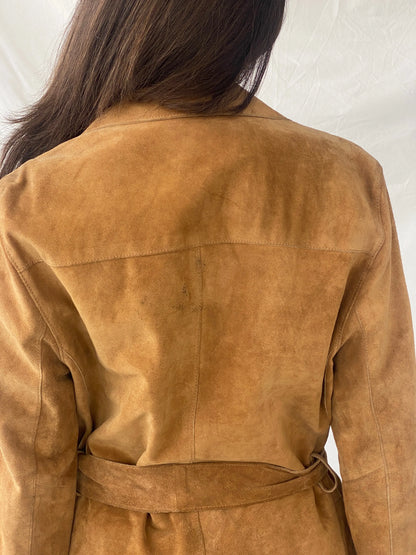Vintage BELFE & BELFE Tan Genuine Suede Leather Buttoned Jacket - L - Balagan Vintage Coat 90s, brown leather, Christine, Coats&Jackets, genuine leather coat, leather coat, winter, Women's Leather Jackets