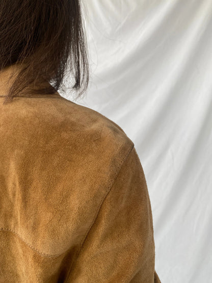 Vintage BELFE & BELFE Tan Genuine Suede Leather Buttoned Jacket - L - Balagan Vintage Coat 90s, brown leather, Christine, Coats&Jackets, genuine leather coat, leather coat, winter, Women's Leather Jackets