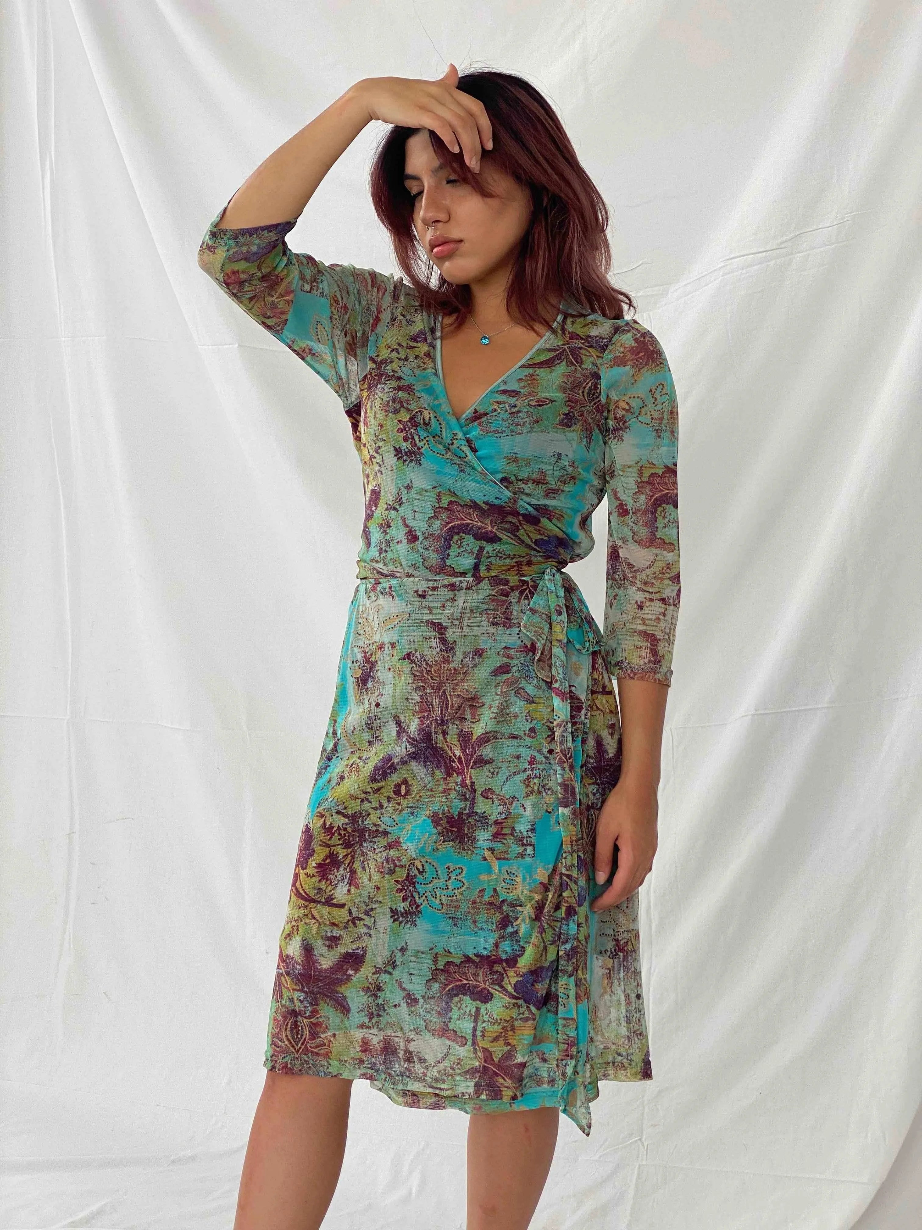 Vintage Bellamay Wrap Dress - Balagan Vintage Midi Dress 90s, dress, mesh, midi dress, Taima