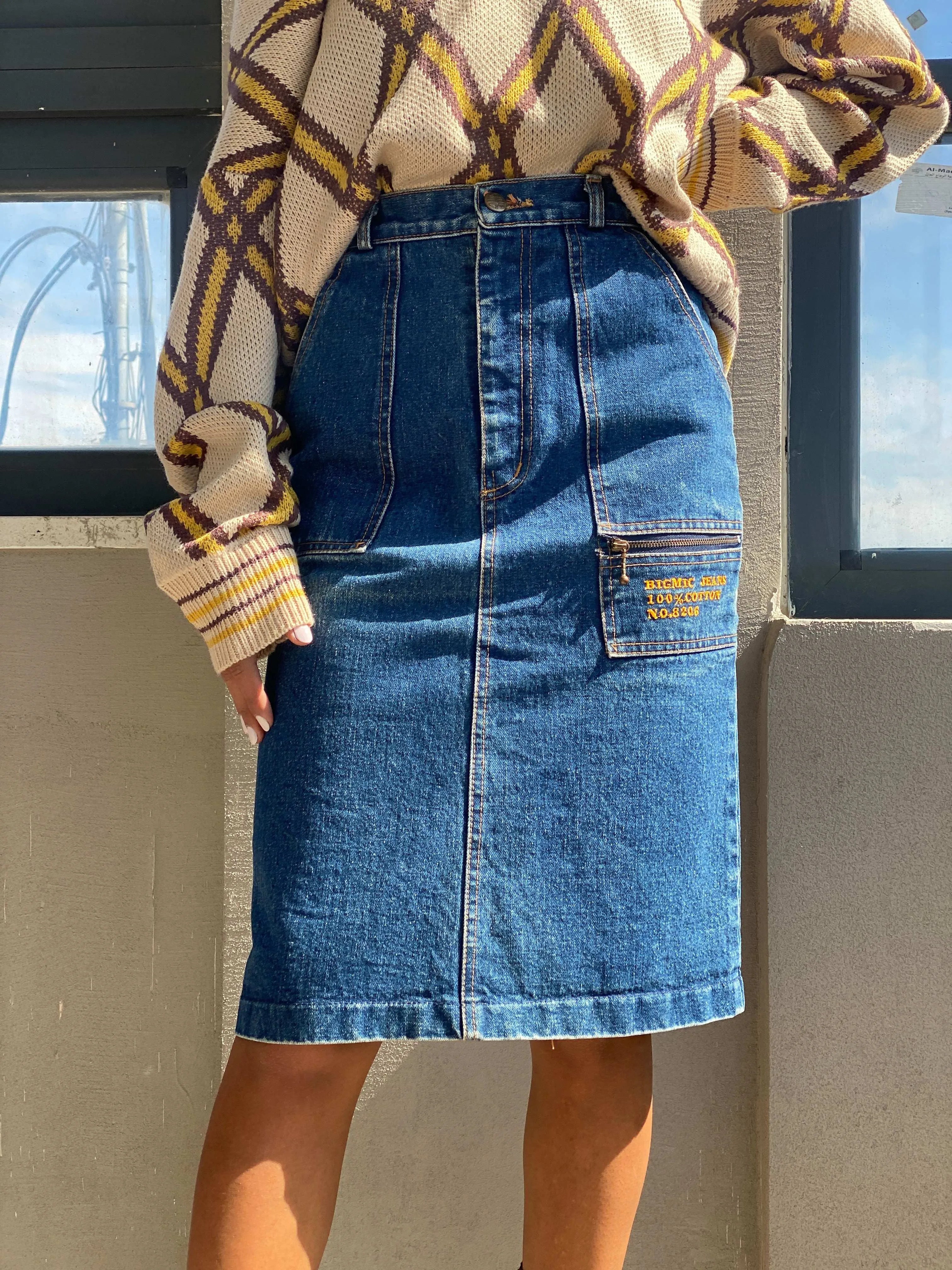 Vintage BIGMIC Jeans Midi Denim Pencil Skirt - Balagan Vintage Midi Skirt 00s, Deals, denim, denim skirt, midi skirt, Tojan