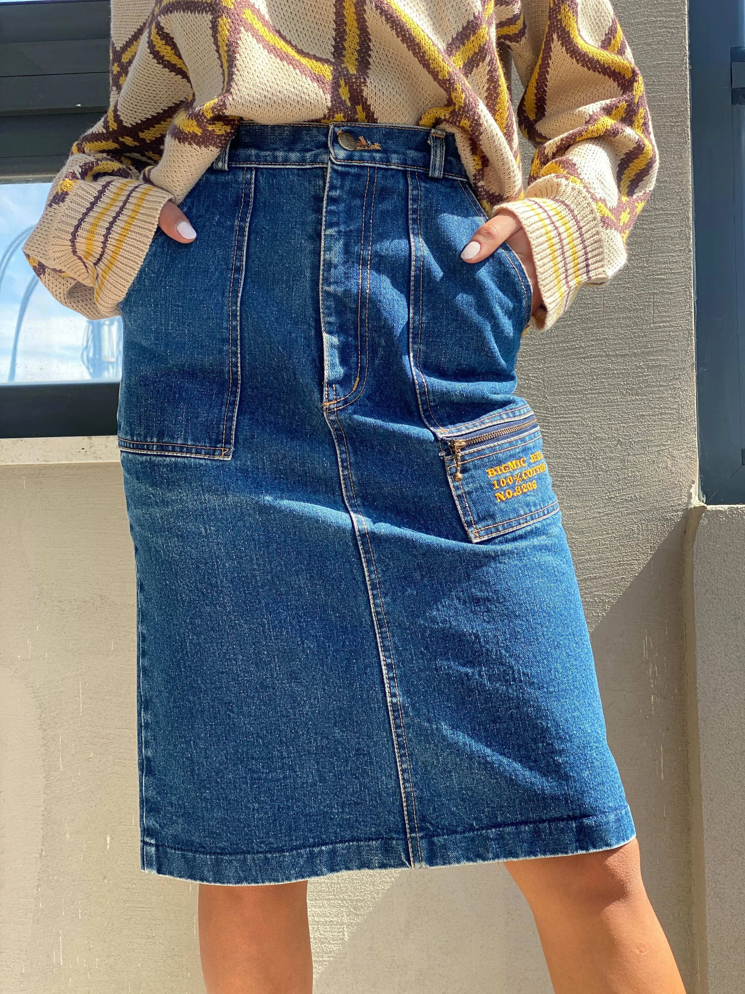 Vintage BIGMIC Jeans Midi Denim Pencil Skirt - Balagan Vintage Midi Skirt 00s, Deals, denim, denim skirt, midi skirt, Tojan