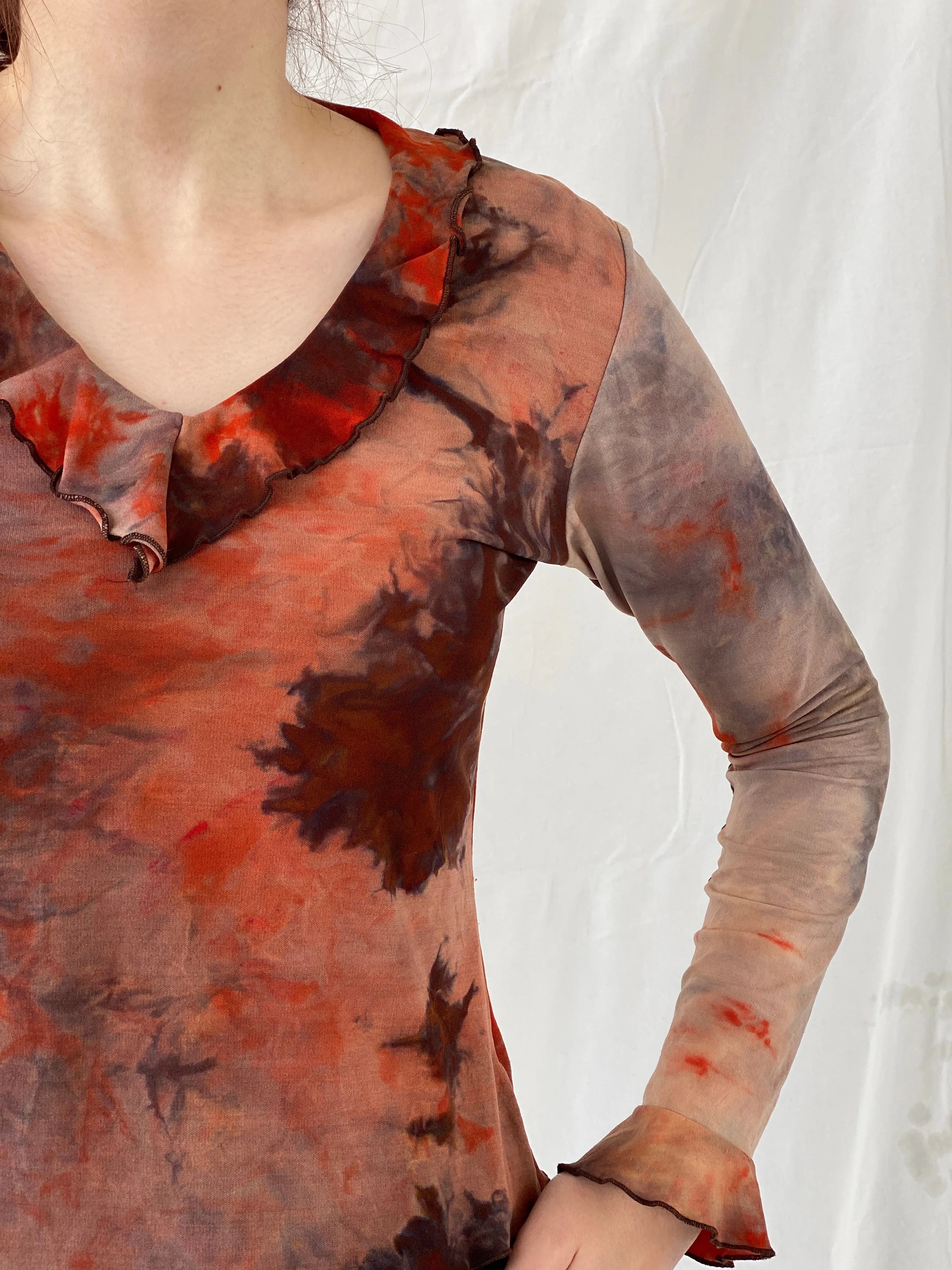 Vintage Blind Date Red Acid Flame Women’s Long Sleeve Top - L - Balagan Vintage Full Sleeve Top 00s, Ayah, graphic, graphic top, mesh top, Top, women top