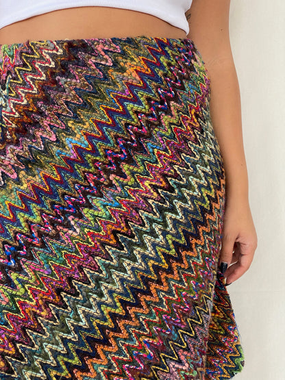 Vintage BLUMA Tweed ZigZag Multicolored Midi Skirt - M - Balagan Vintage Midi Skirt Dina, midi skirt, skirt