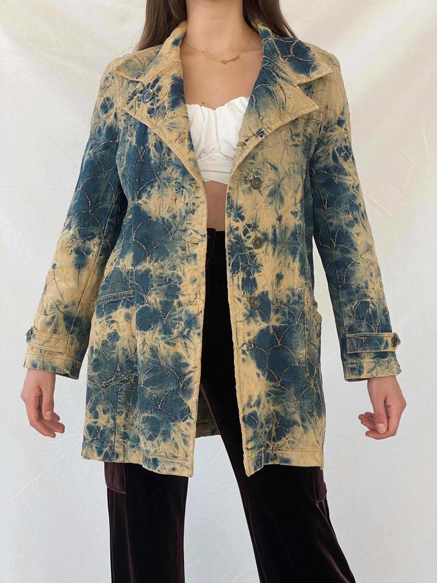 Vintage Bovona Tie Dyed Denim Coat - L - Balagan Vintage Denim Jacket 00s, Coats&Jackets, denim, denim jacket, Mira, Women's Coats, Women's Denim Jackets