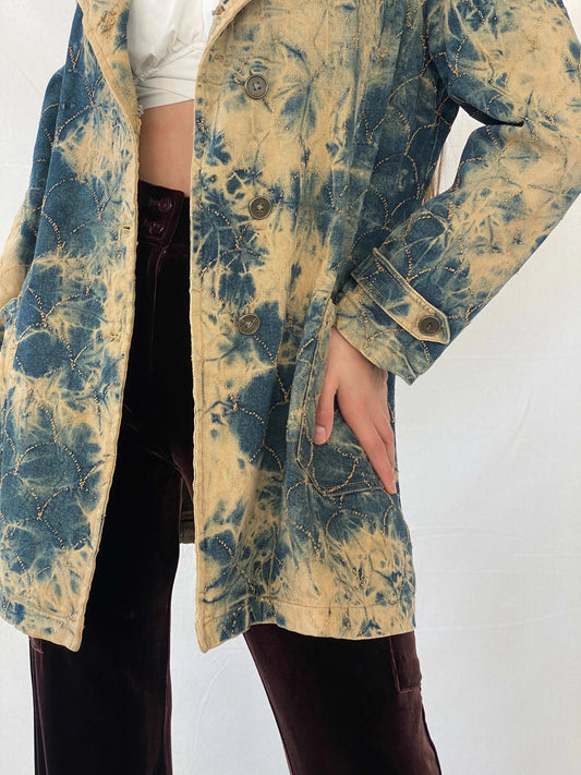 Vintage Bovona Tie Dyed Denim Coat - L - Balagan Vintage Denim Jacket 00s, Coats&Jackets, denim, denim jacket, Mira, Women's Coats, Women's Denim Jackets