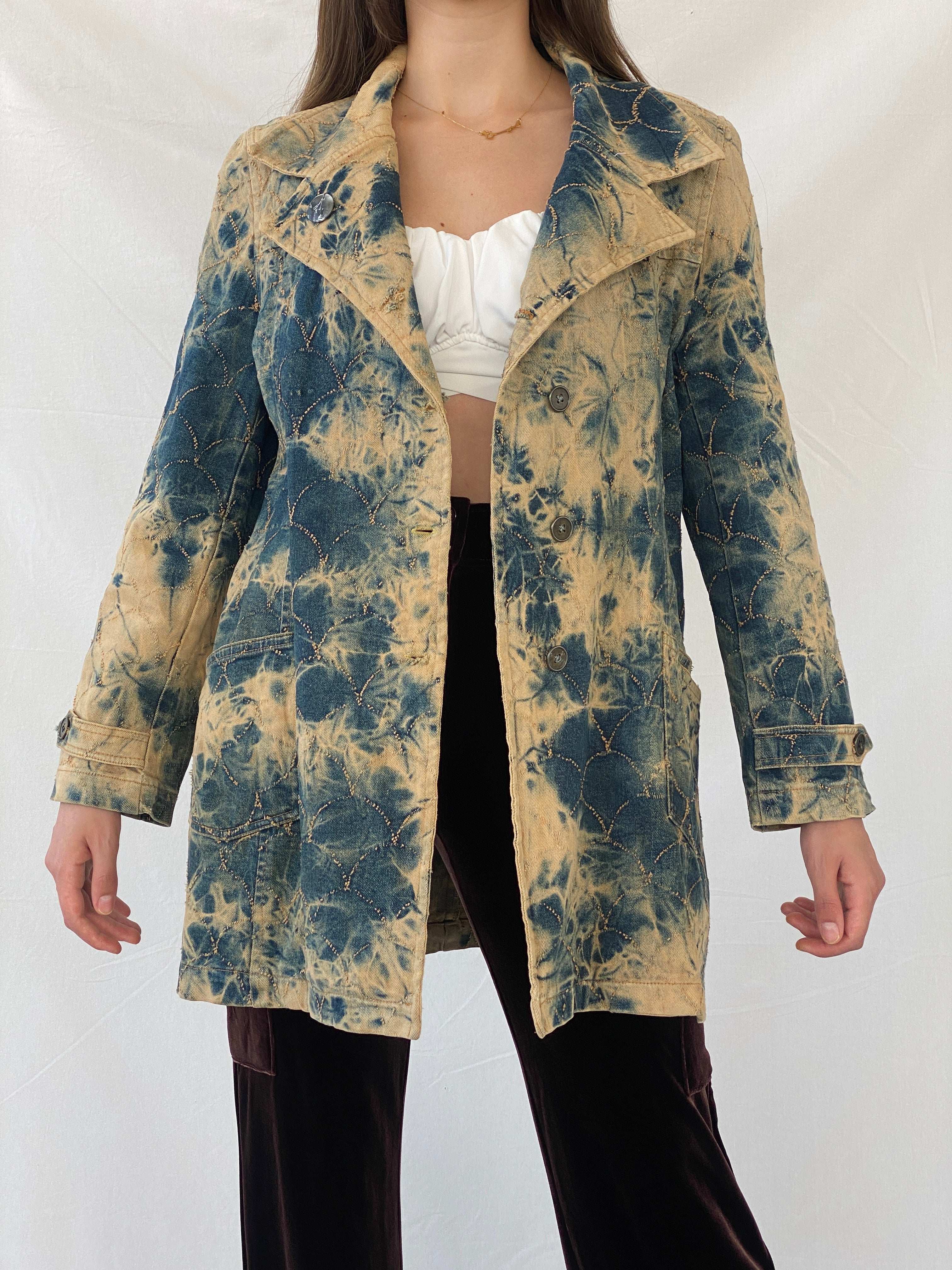 Vintage Bovona Tie Dyed Denim Coat - L - Balagan Vintage Denim Jacket 00s, denim, denim jacket, Mira