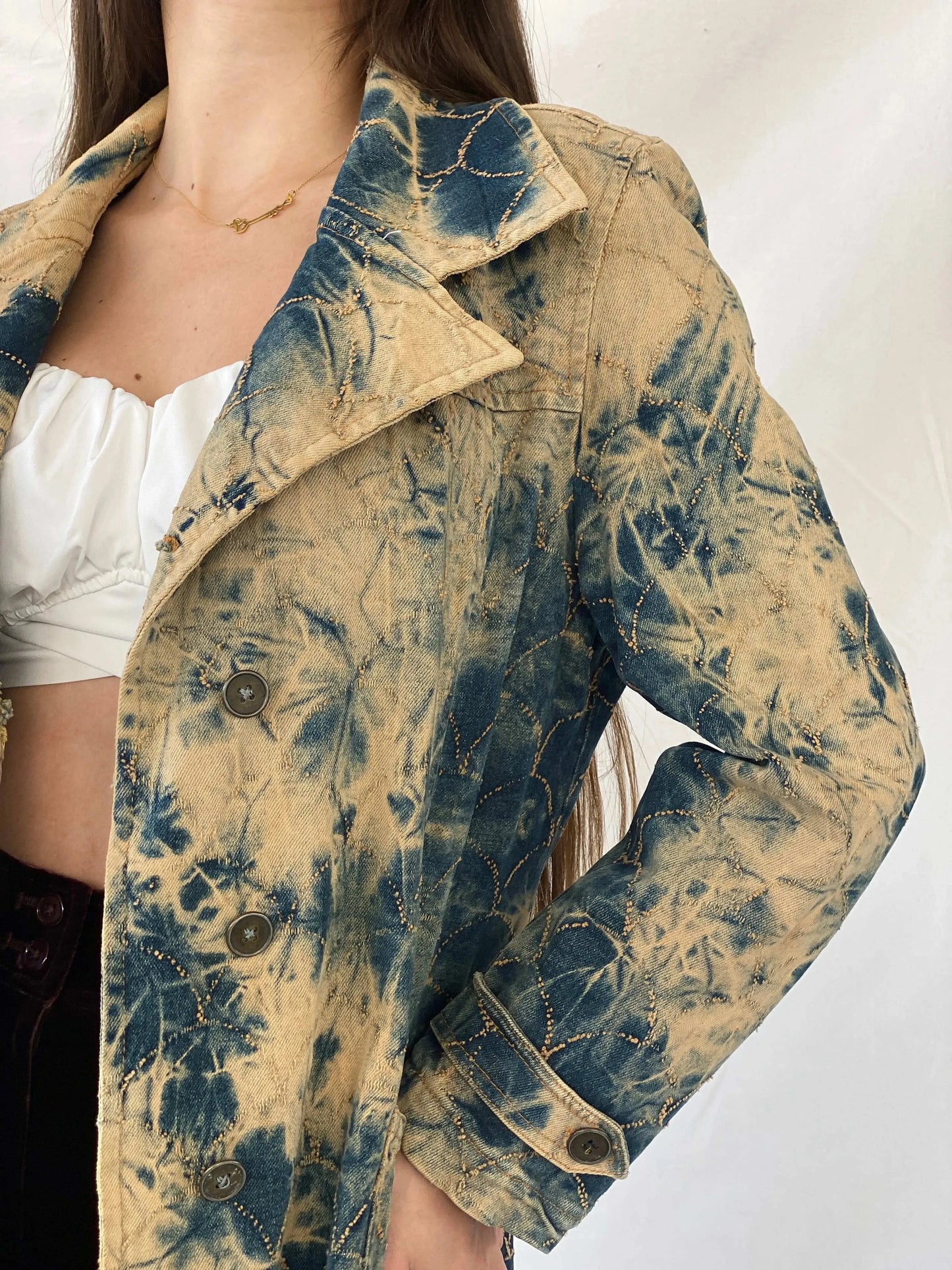 Vintage Bovona Tie Dyed Denim Coat - L - Balagan Vintage Denim Jacket 00s, Coats&Jackets, denim, denim jacket, Mira, Women's Coats, Women's Denim Jackets