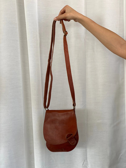 Vintage Brown Genuine Leather Western Sling Crossbody Bag - Balagan Vintage Cross Body Bag 00s, 90s, bag, shoulder bag, Y2K
