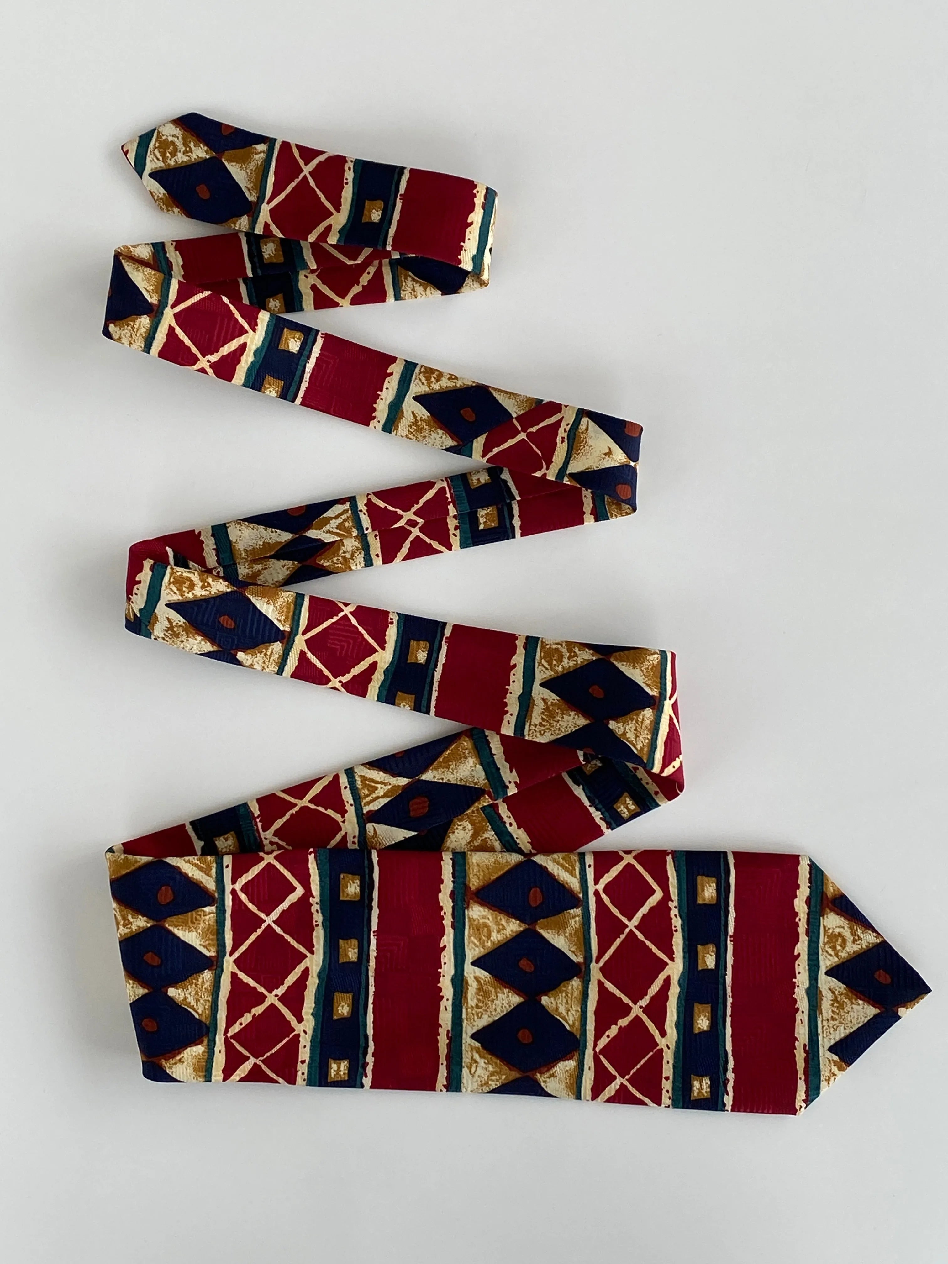 Vintage Burton Menswear Men’s Red Tribal Print Tie - Balagan Vintage Ties crazy print, graphic, graphic ties, printed ties, tie, vintage, vintage ties