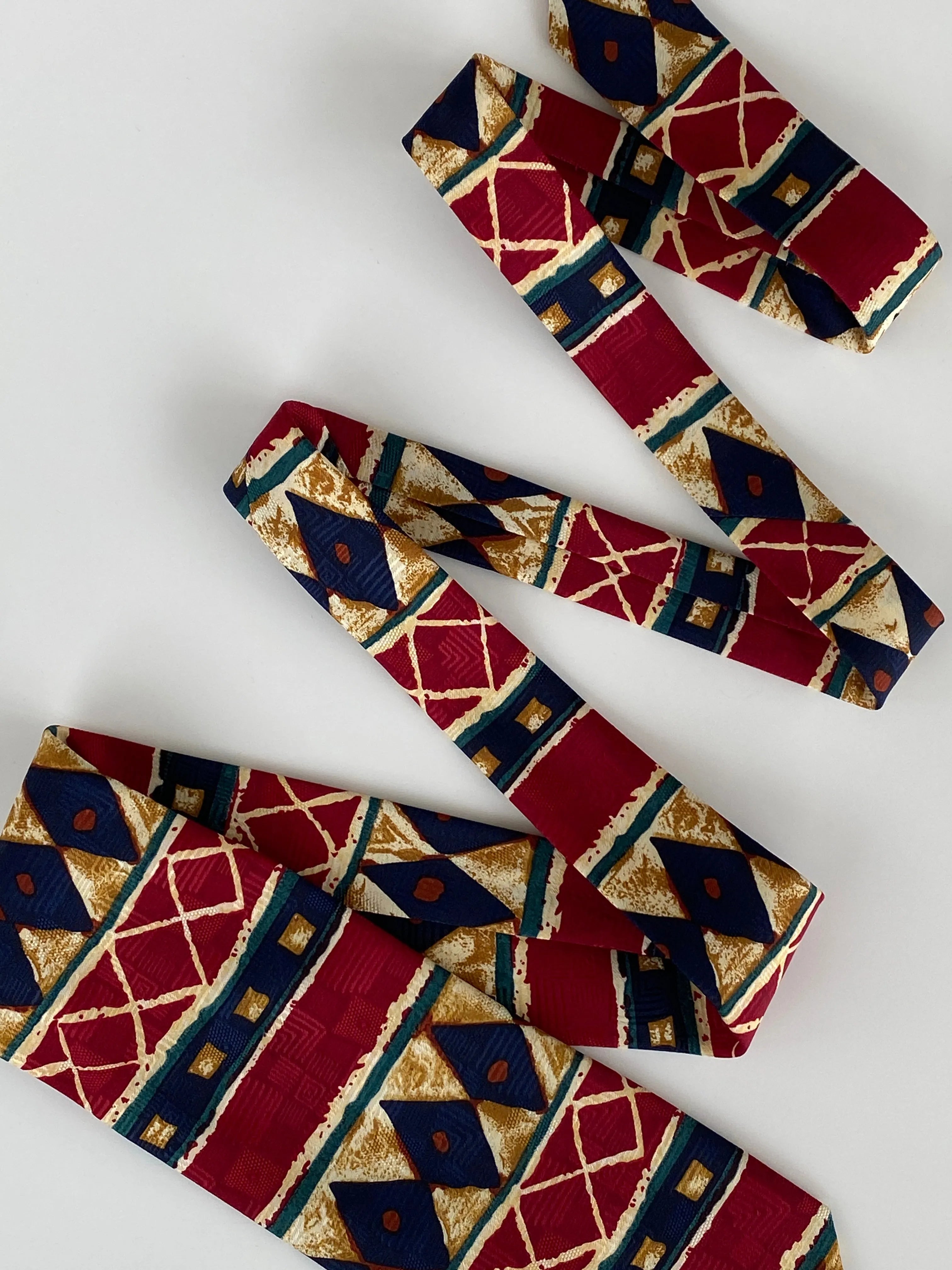 Vintage Burton Menswear Men’s Red Tribal Print Tie - Balagan Vintage Ties crazy print, graphic, graphic ties, printed ties, tie, vintage, vintage ties