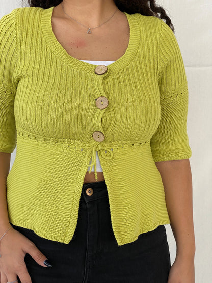 Vintage Cache Cache Green Knitted Cardigan - L - Balagan Vintage Cardigan 00s, 90s, cardigan, Dina, knit, knitted, knitted cardigan