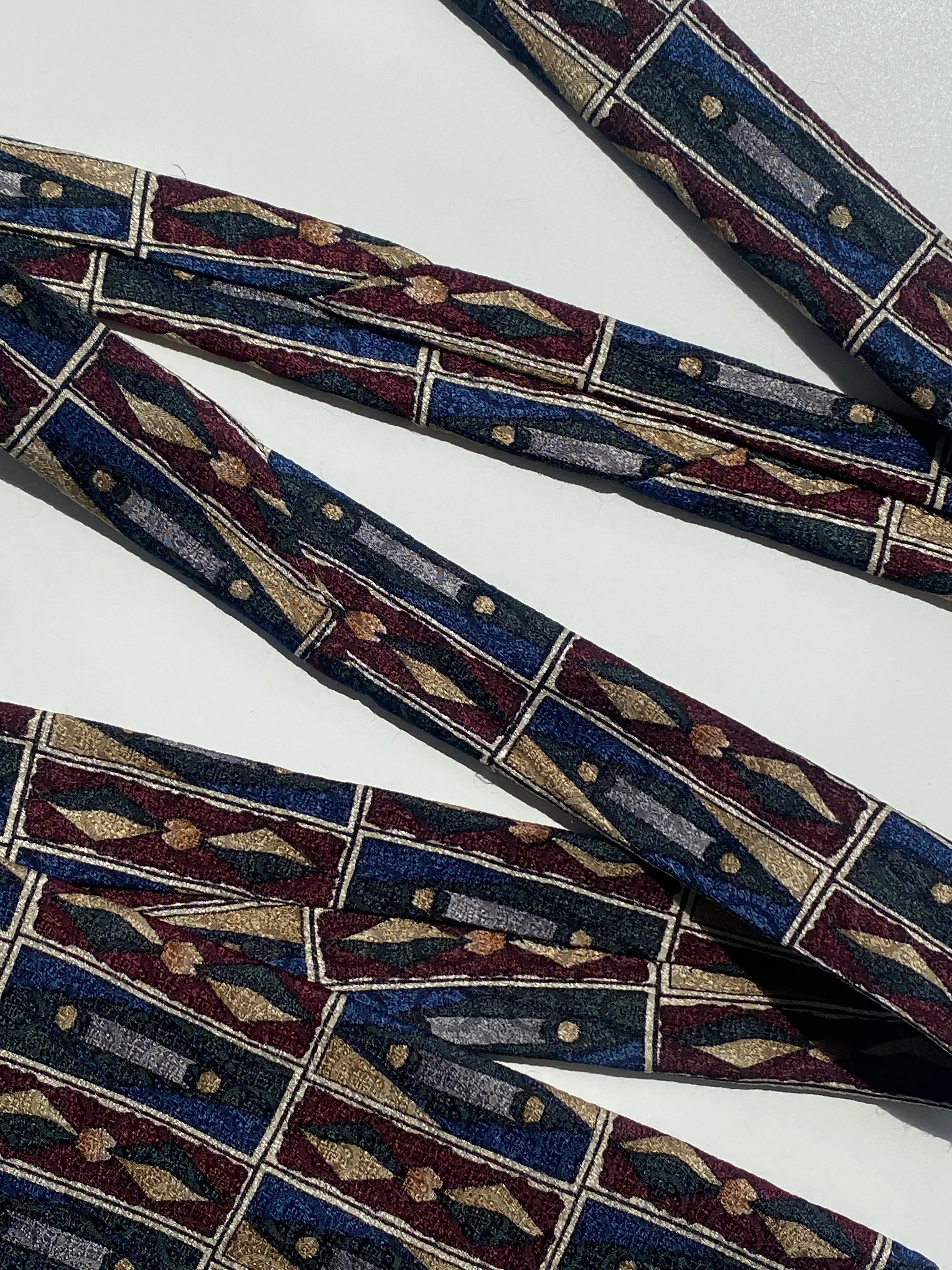 Vintage Cape Cod Neckwear Men’s Silk Navy Tribal Print Tie - Balagan Vintage Ties crazy print, graphic, graphic ties, printed ties, tie, vintage, vintage ties