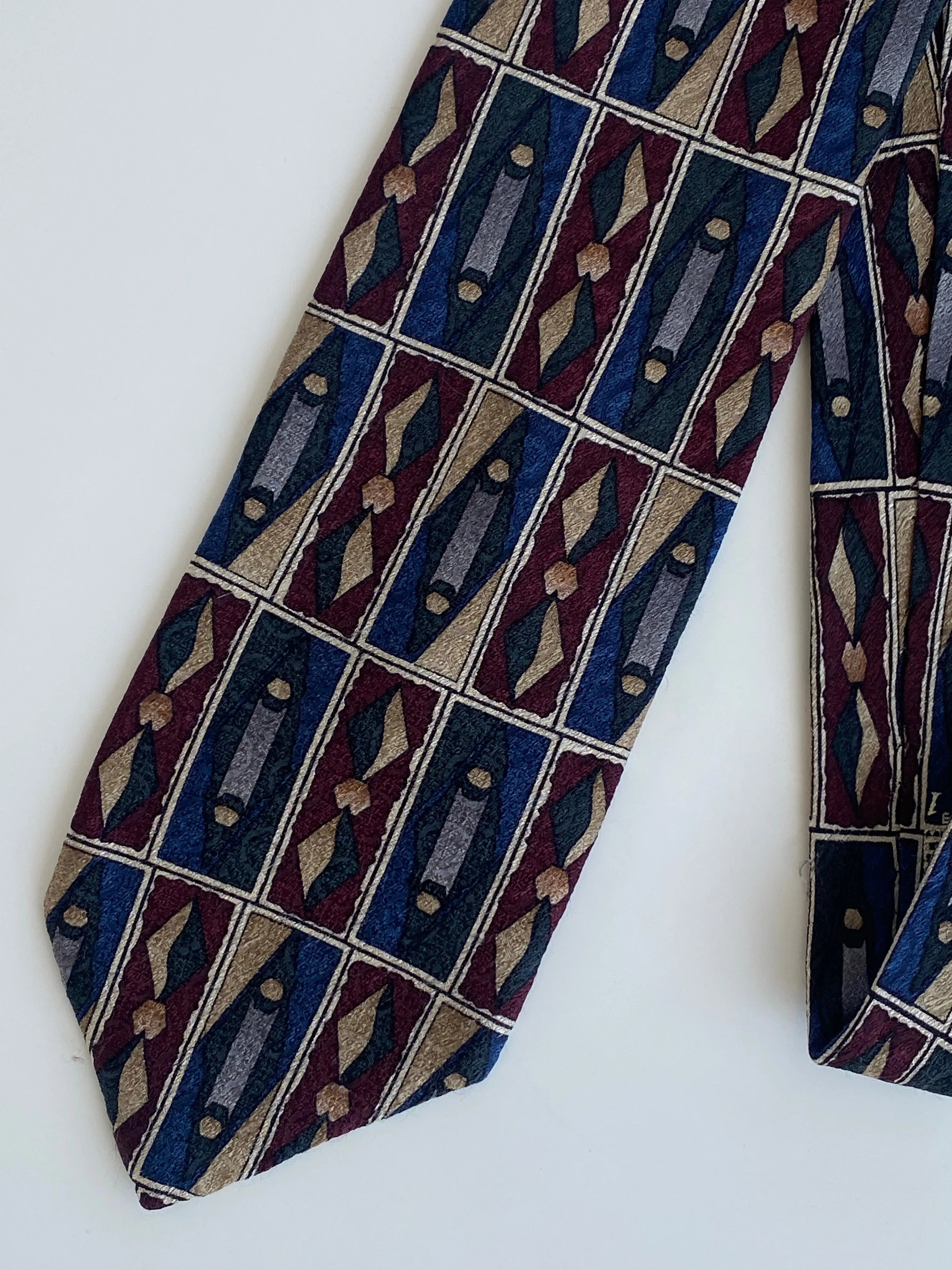 Vintage Cape Cod Neckwear Men’s Silk Navy Tribal Print Tie - Balagan Vintage Ties crazy print, graphic, graphic ties, printed ties, tie, vintage, vintage ties