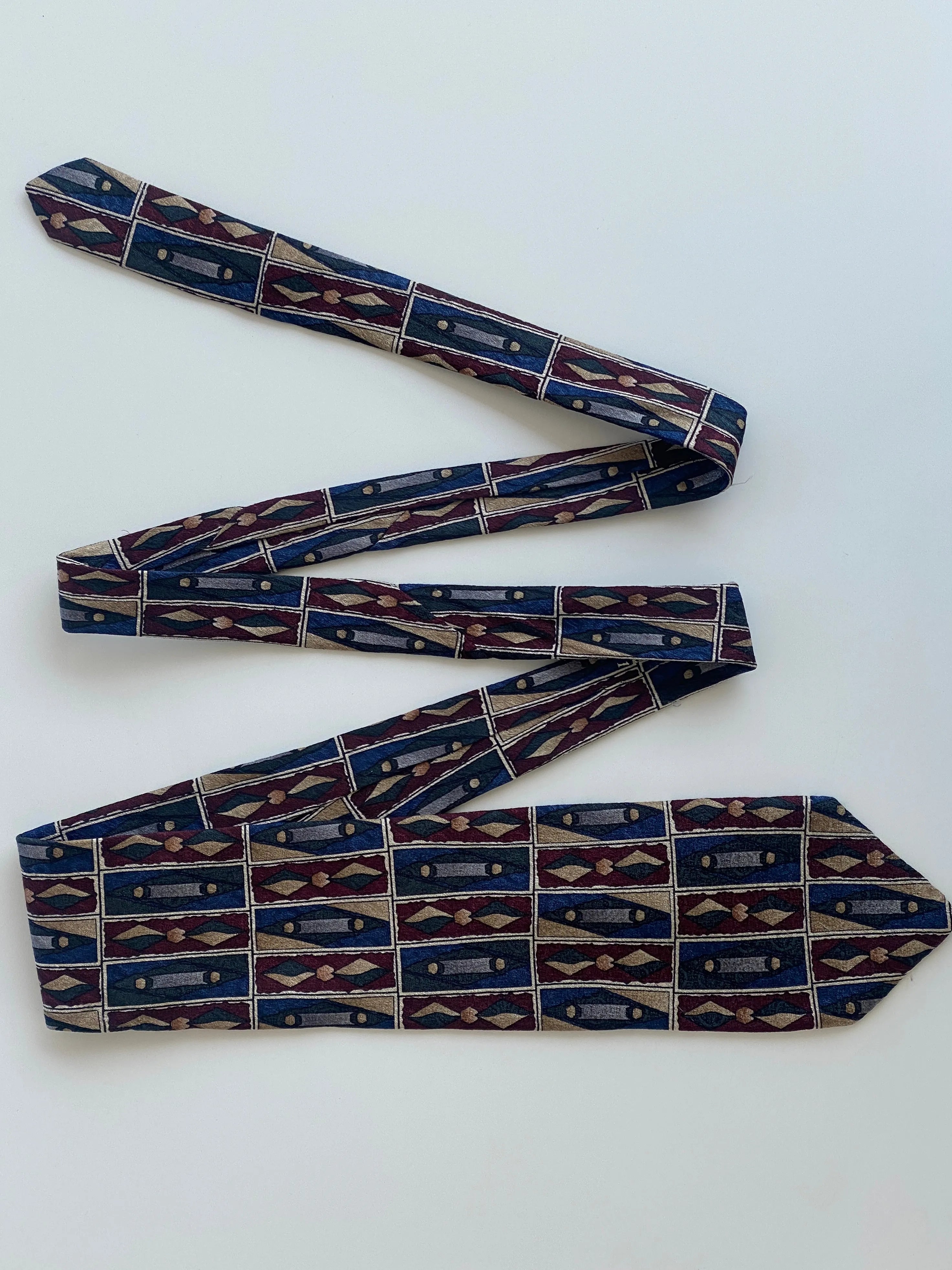 Vintage Cape Cod Neckwear Men’s Silk Navy Tribal Print Tie - Balagan Vintage Ties crazy print, graphic, graphic ties, printed ties, tie, vintage, vintage ties