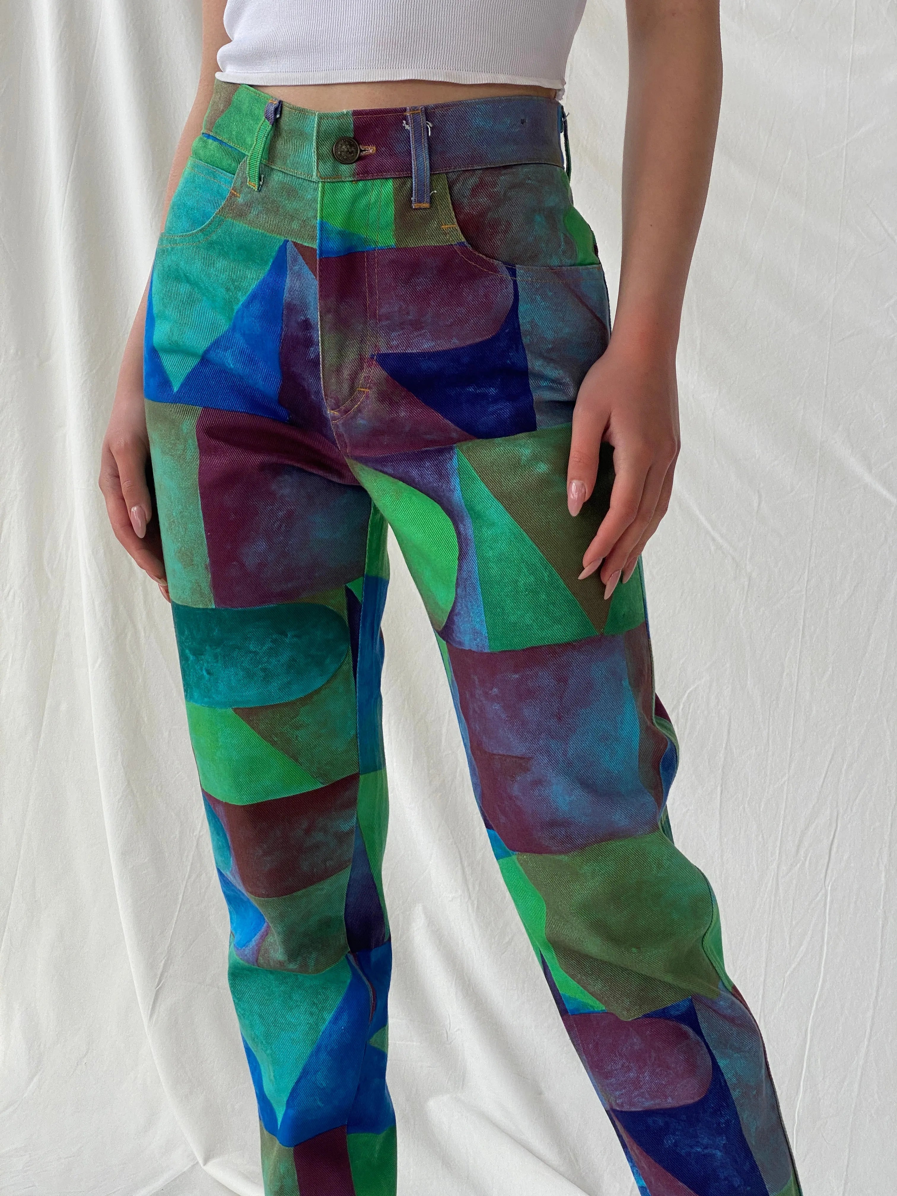 Vintage Capricci Abstract Multicolored Women's Jeans - 34EUR - Balagan Vintage Jeans 90s, Christine, denim, high waisted jeans, jeans, vintage jeans, winter, women jeans