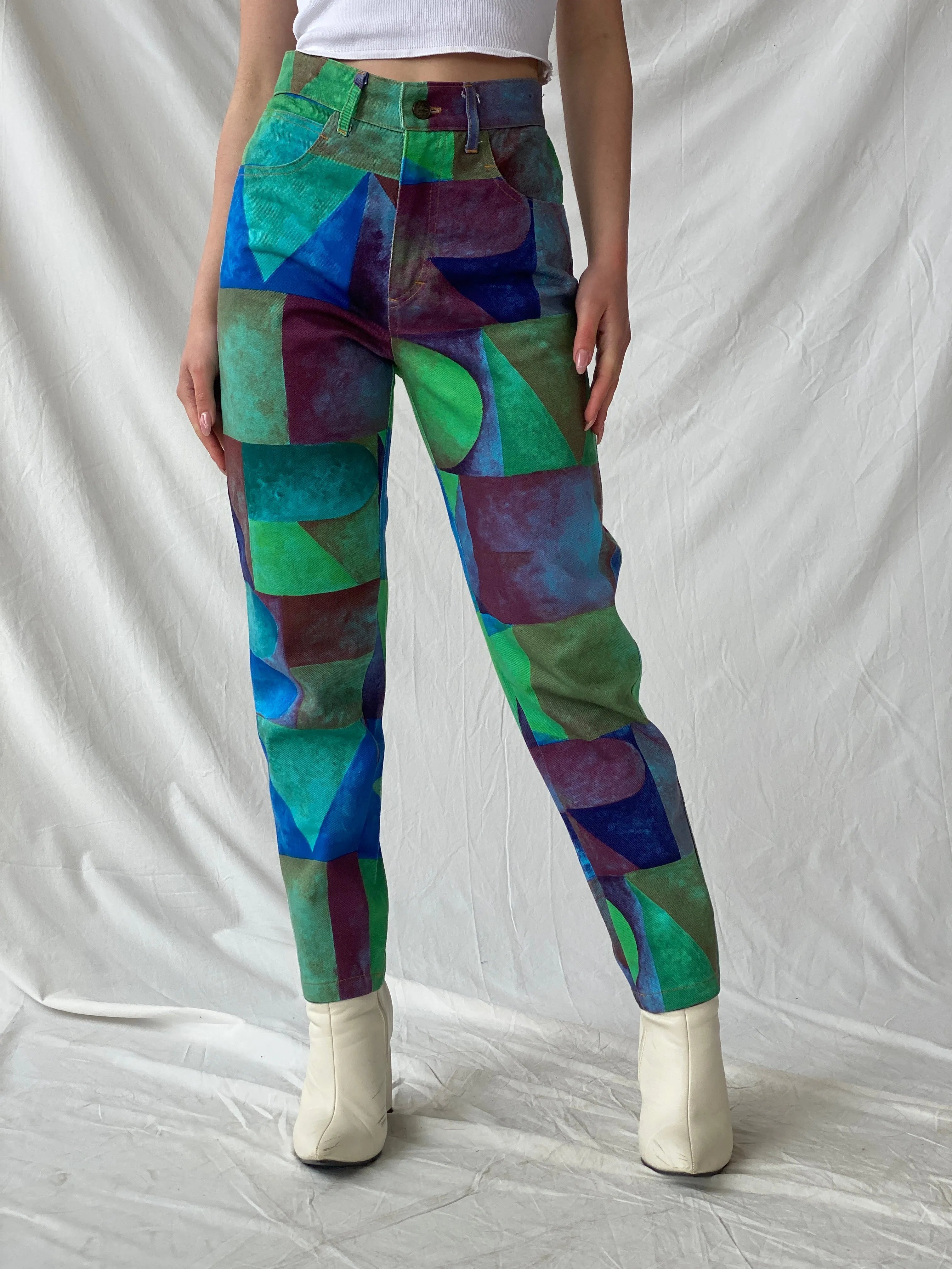 Vintage Capricci Abstract Multicolored Women's Jeans - 34EUR - Balagan Vintage Jeans 90s, Christine, denim, high waisted jeans, jeans, vintage jeans, winter, women jeans
