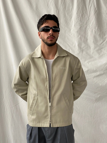 Vintage Carhartt Workwear Men’s Beige Zip Up Light Aspen Jacket - M - Balagan Vintage Jacket Hamza, jacket, men, mens jackets, puffer jacket