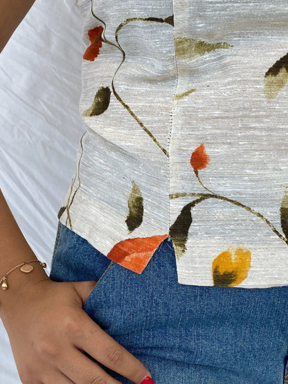 Vintage Carla Berti Linen Floral Top - Size XL - Balagan Vintage Sleeveless Top 00s, 90s, Dina, floral top, sleeveless top