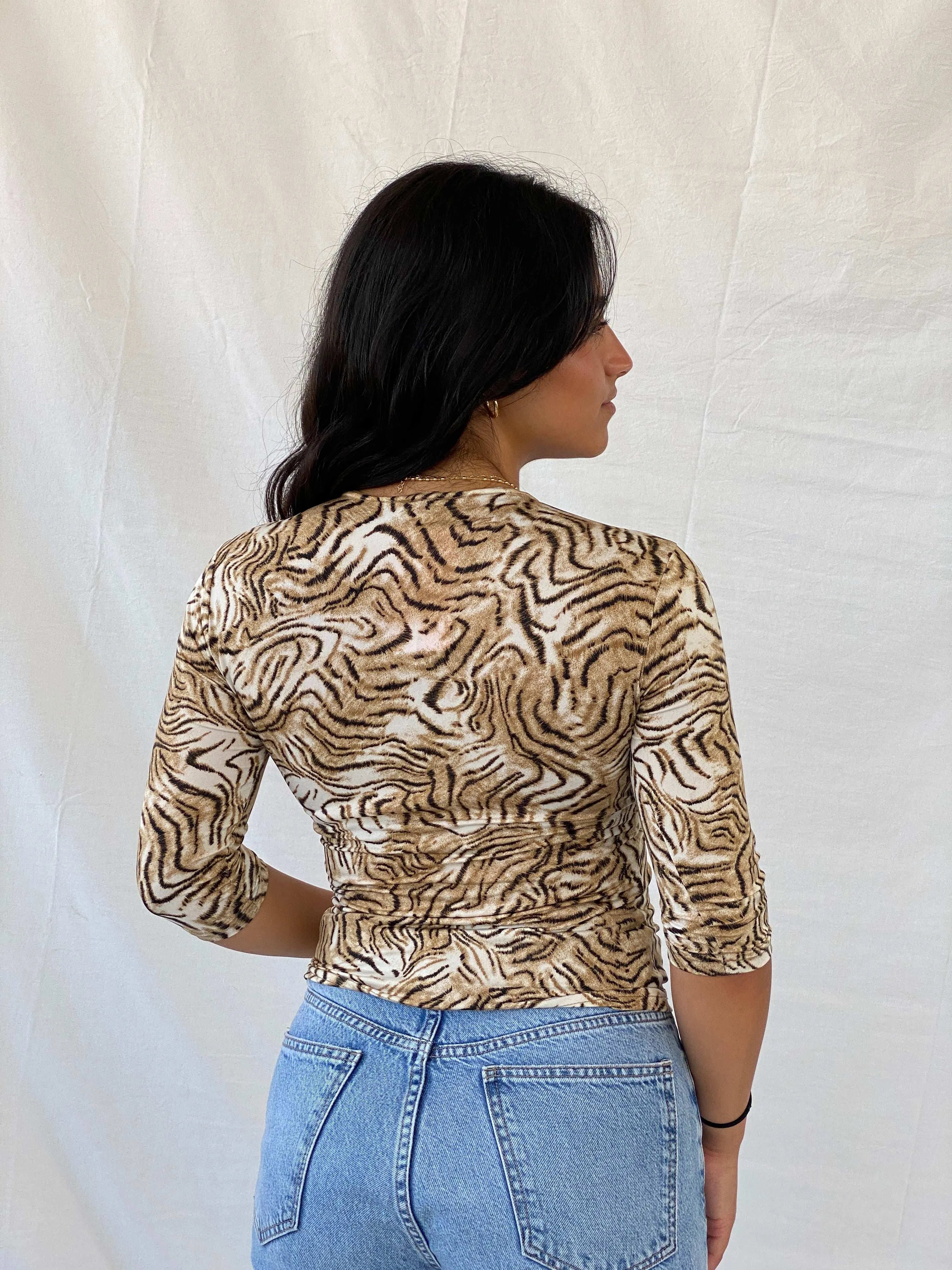Vintage CDW Cheetah Print 3/4 Sleeve Top - M - Balagan Vintage Full Sleeve Top 90s, Lana, summer